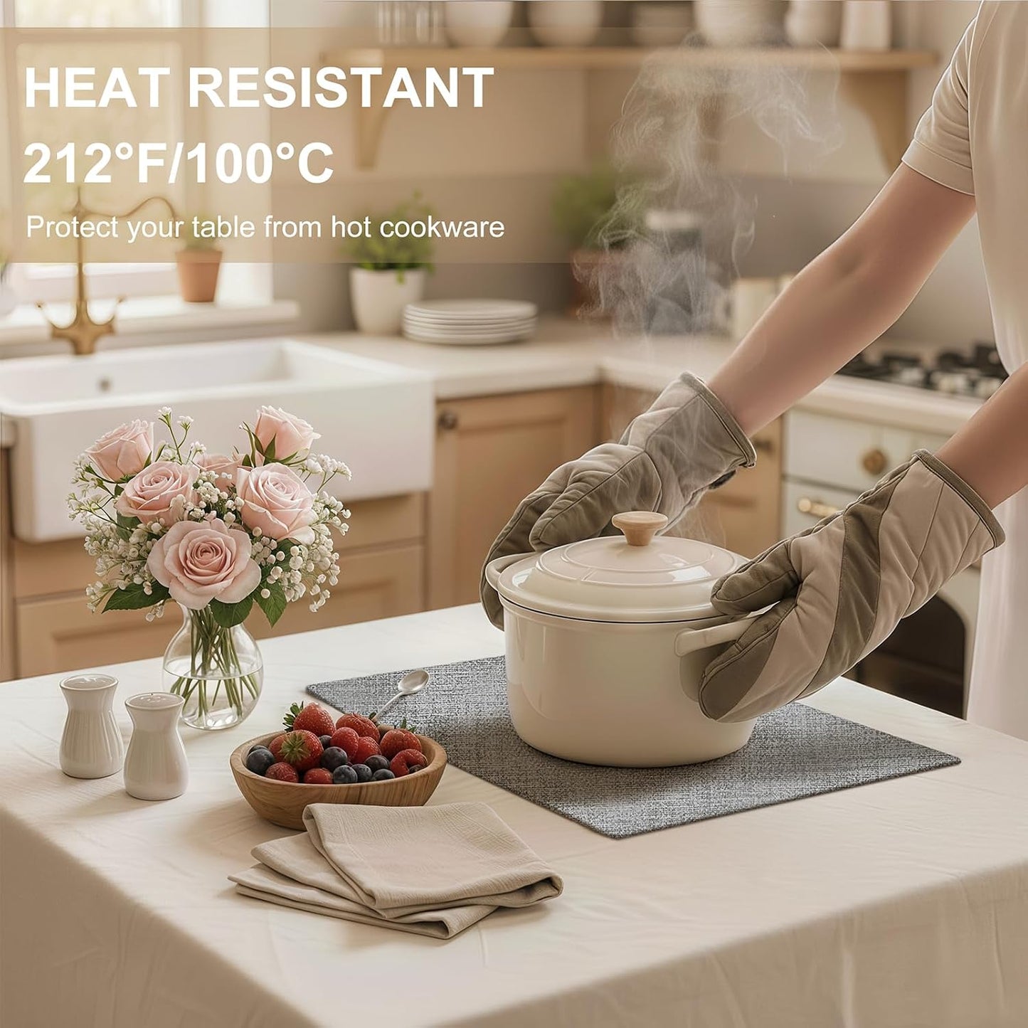 Faux Leather Heat Resistant Placemats 6 Packs, Waterproof Wipeable Dining PU Place Mats for Indoor & Outdoor, Easy to