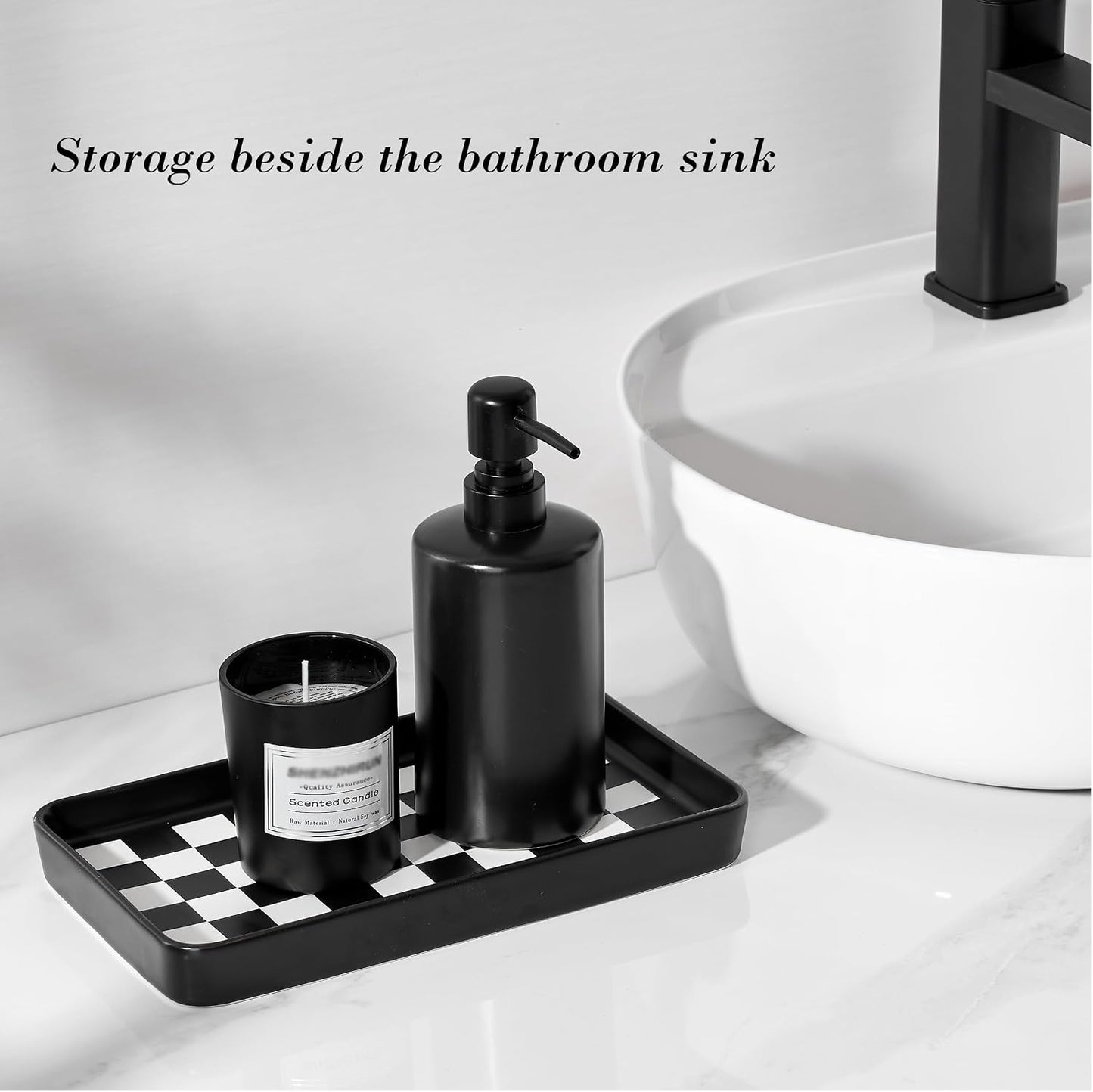 Texture Checkered Surface Bathroom Vanity / Black Color with Checkered Pattern-1 Pc / 10 x 6 x 1