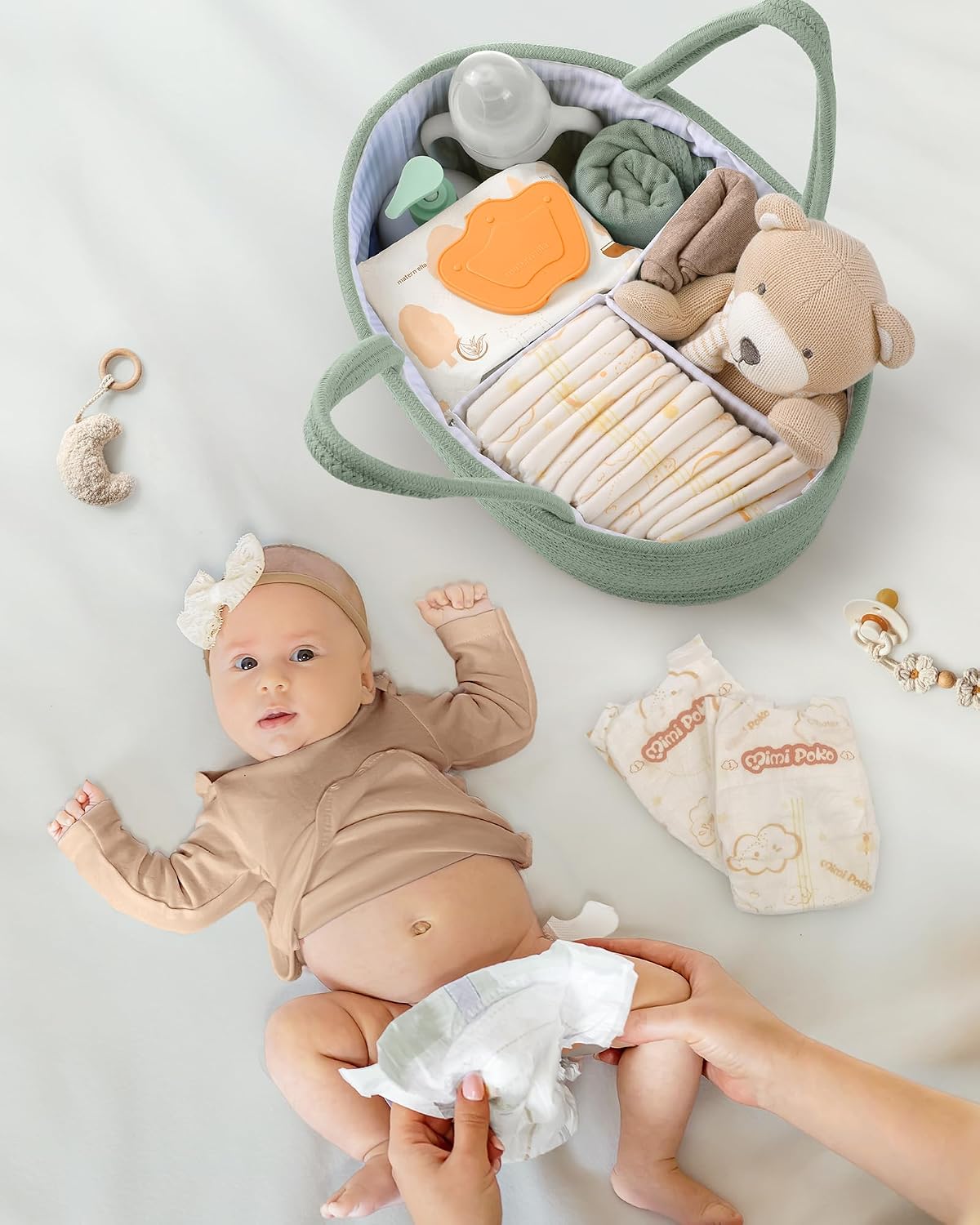 Diaper Caddy Organizer for Baby / Large / Green