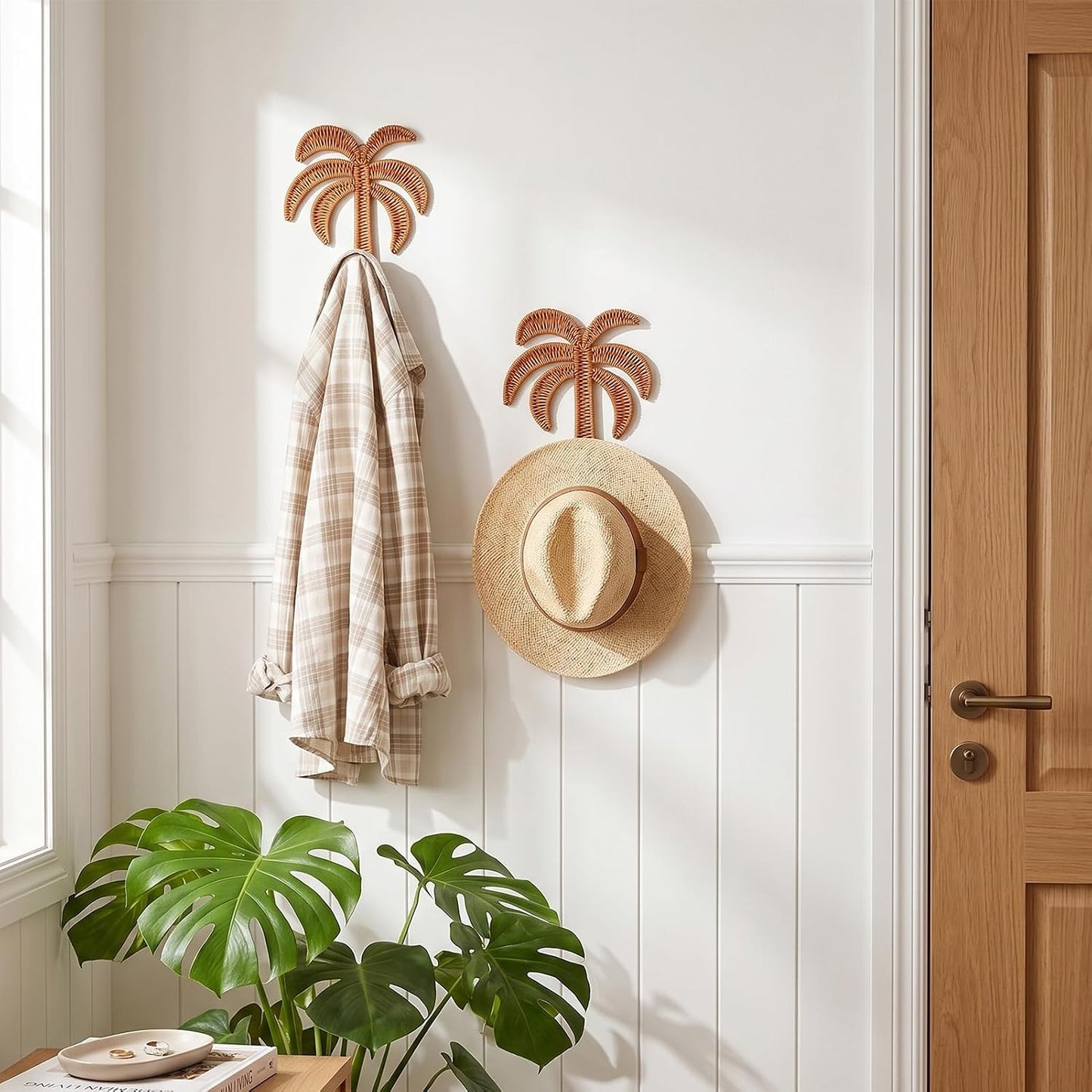 Boho Rattan Wall Towel Hook / Set of 2