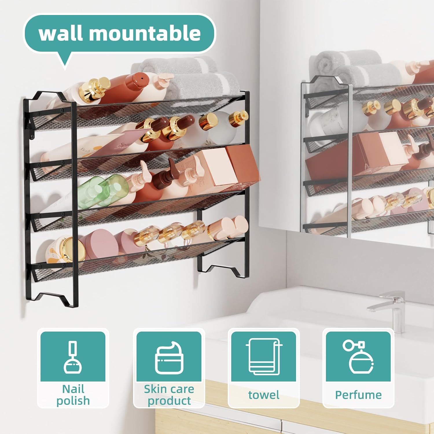 Simple Trending 2 Pack 4 Tier Spice Rack Organizer, Stackable Kitchen Counter Shelves, for Cabinet, Countertop, Pantry
