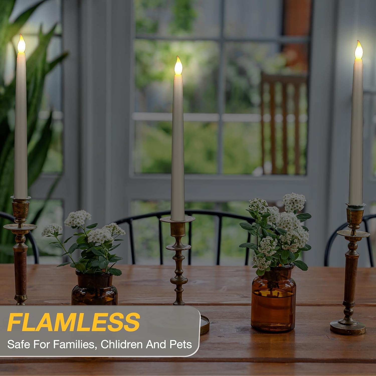 24 Pack 24 Pack Flameless Flicker Taper Candles Bulk with Remote and Timer, Battery Operated LED Warm White Taper