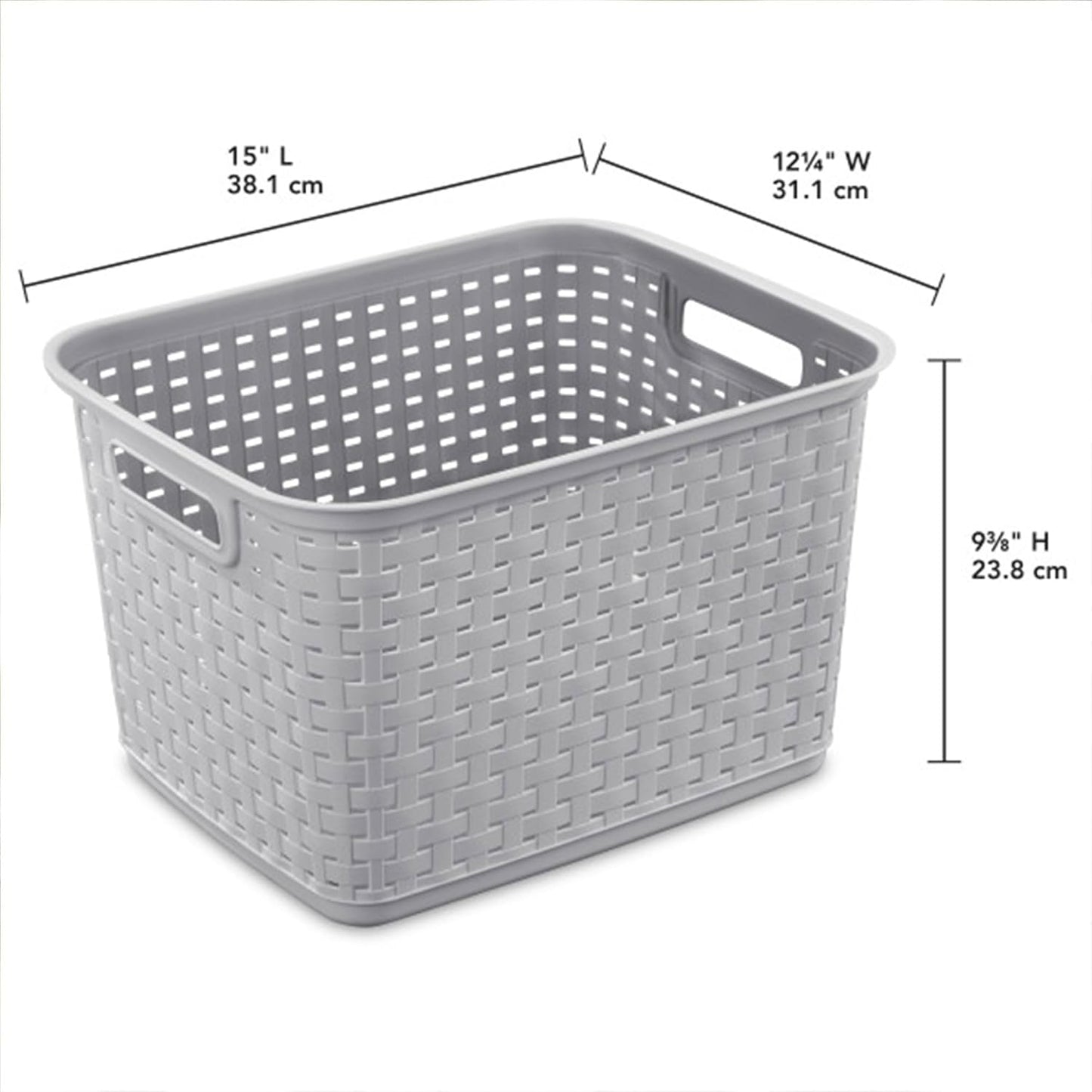Woven Plastic Storage Baskets for Organization / Gray / Set of 6