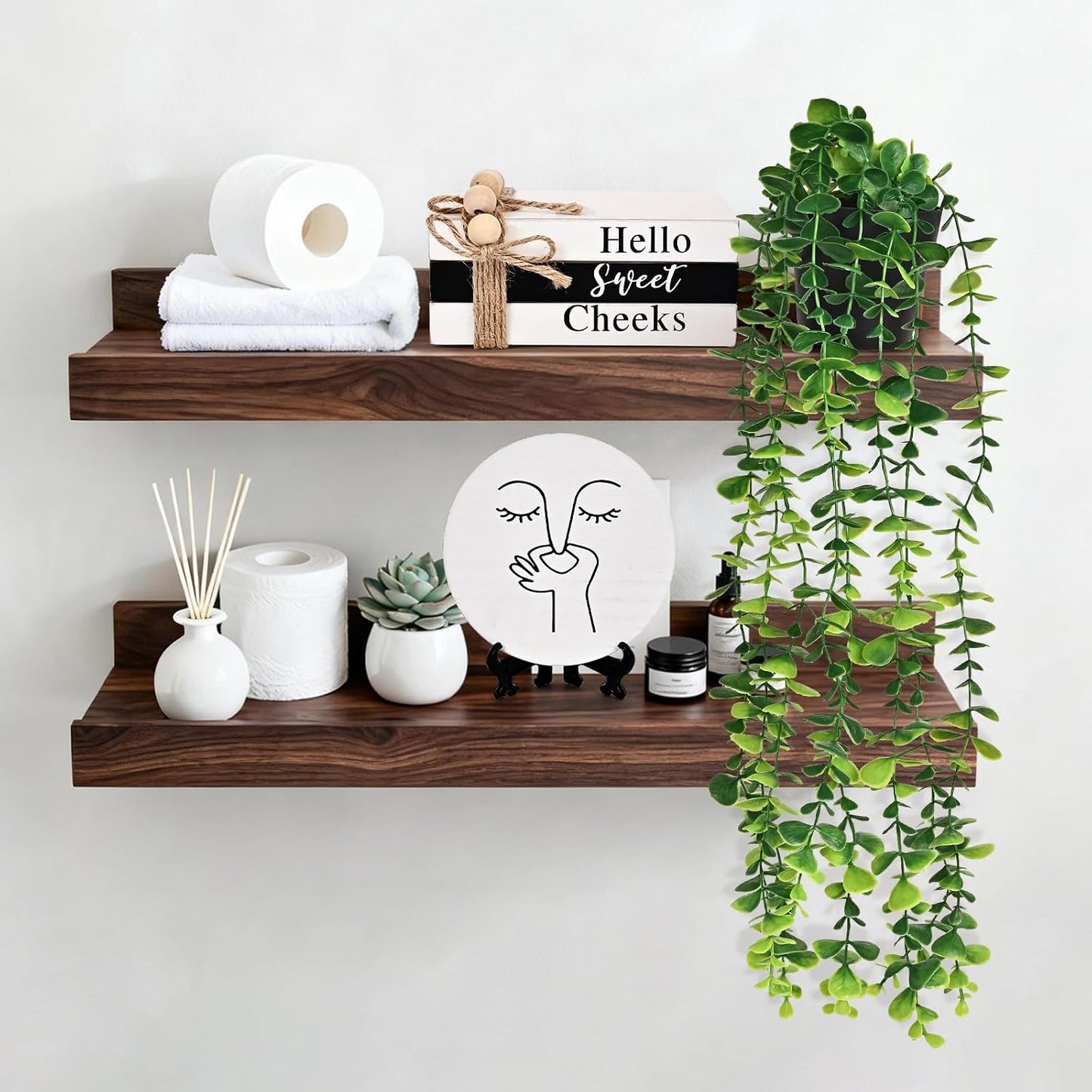 Fake Plant / Round Humorous Sign and Book Stack