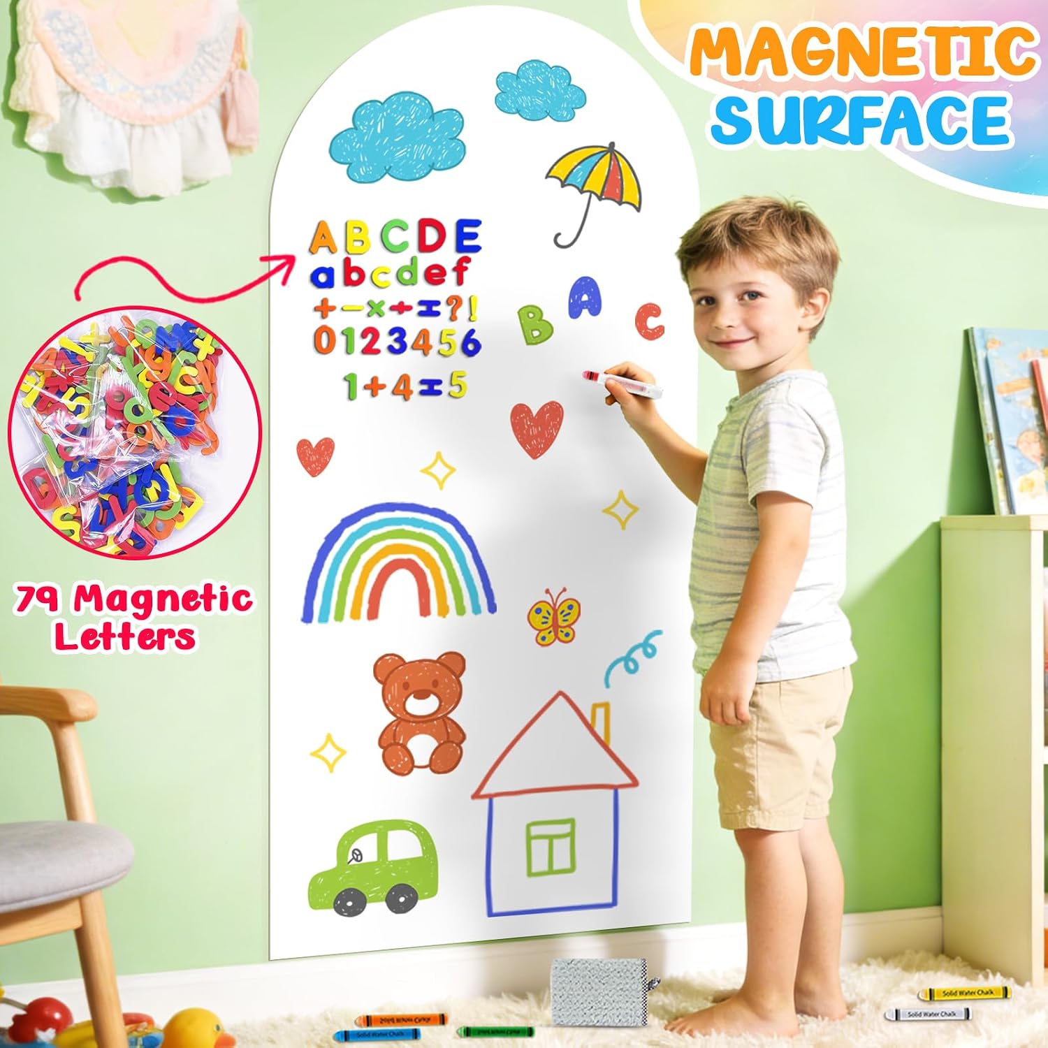 Arch Magnet Wall Decal for Kids Magnetic Board / White / 15.7 x 39.4
