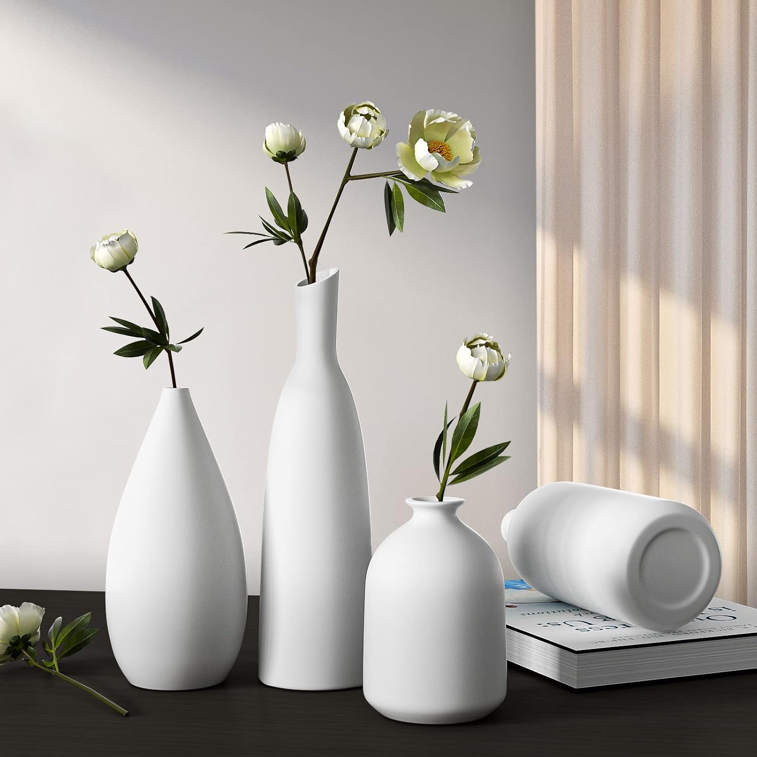 White Ceramic Vase / White*4 / Set of 4