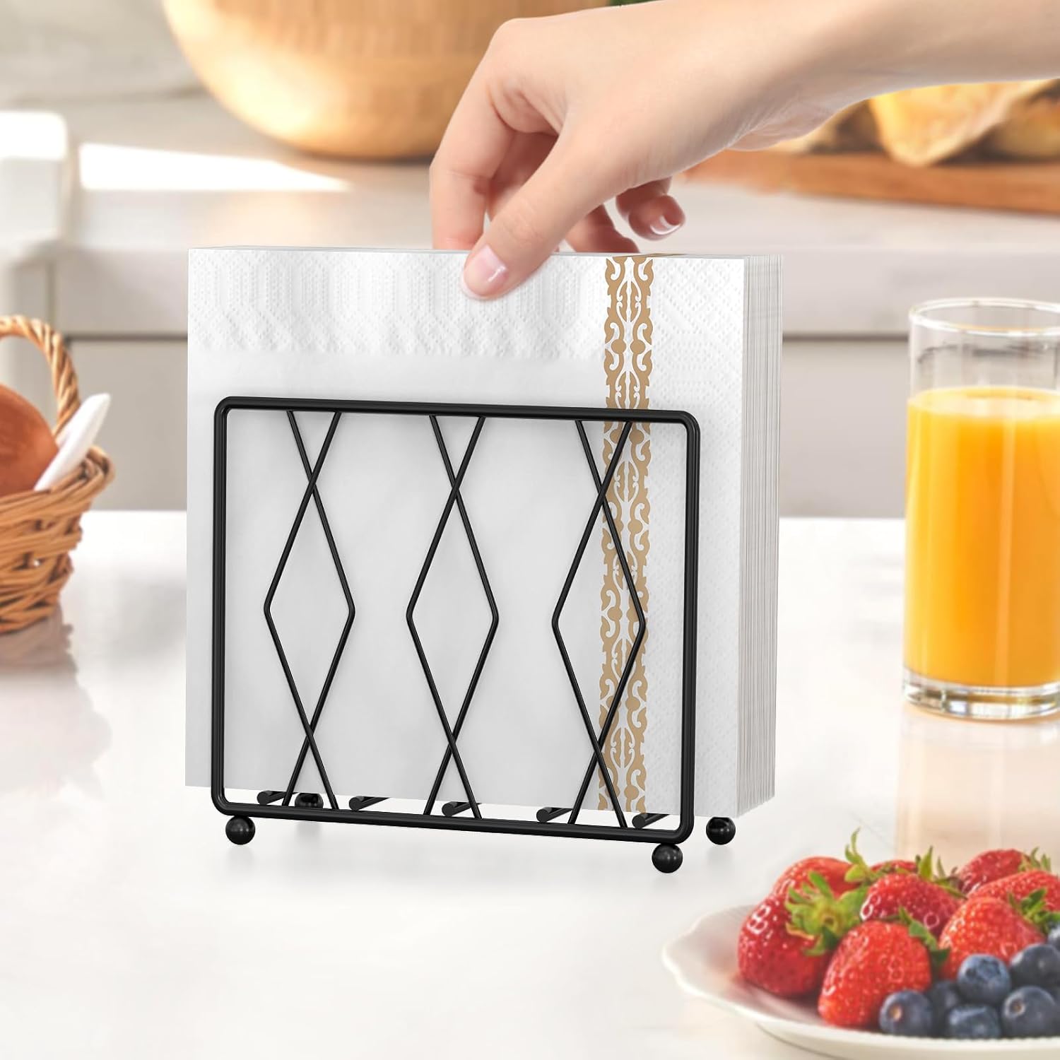 Modern Metal Napkin Holders for Paper Napkins & Kitchen Dining & / Black / 2.17 x 6.14 x 5.04