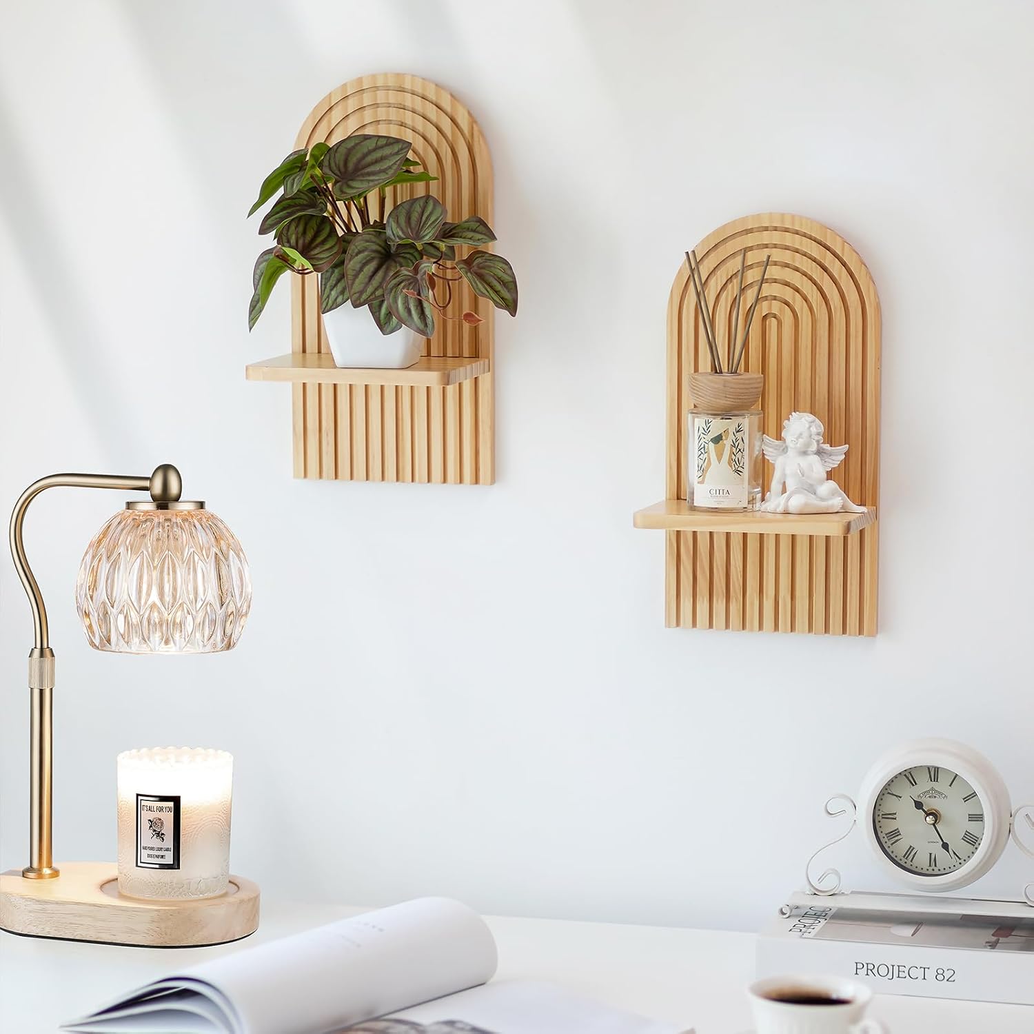 Modern Minimalist Mid Century Wall Candle Holder / Natural