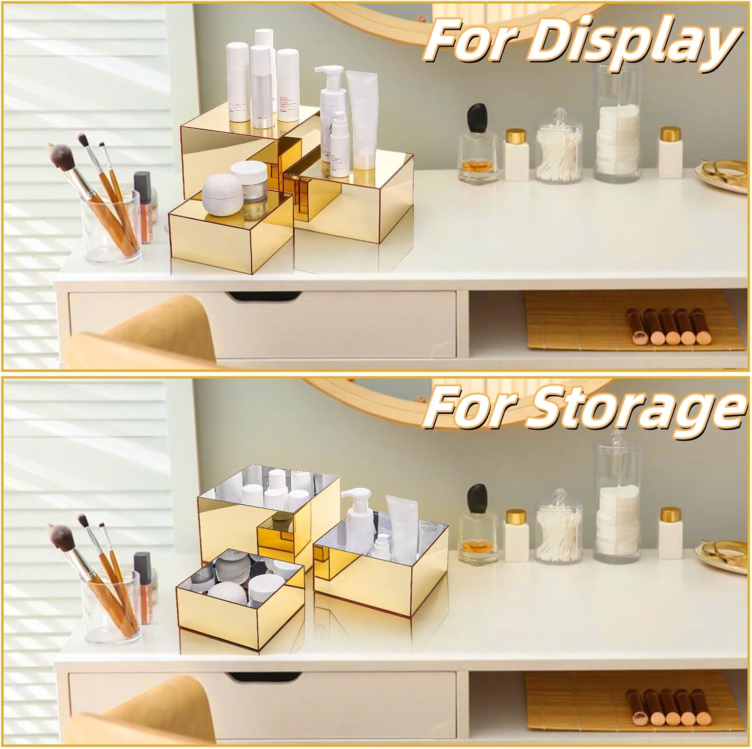 Acrylic Risers Display Stands / Gold / Set of 3