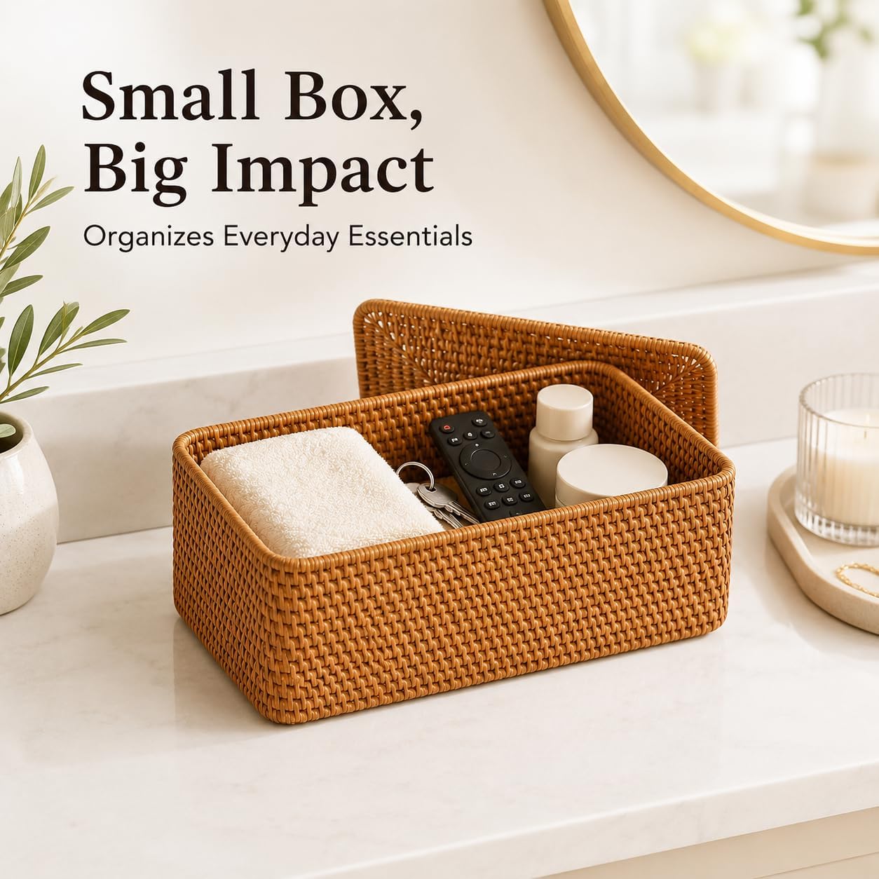 Small Wicker Storage Basket / Brown / 11.8 x 7.9 x 4.3