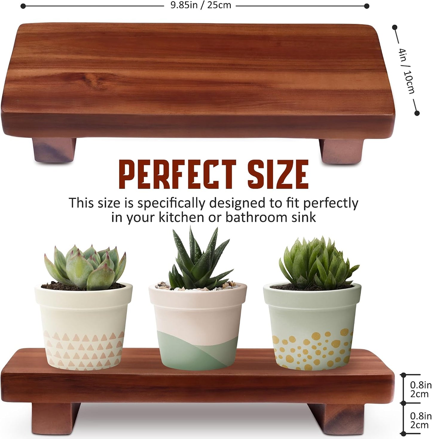 Wood Pedestal Soap Stand / Acacia / 9.8 x 4