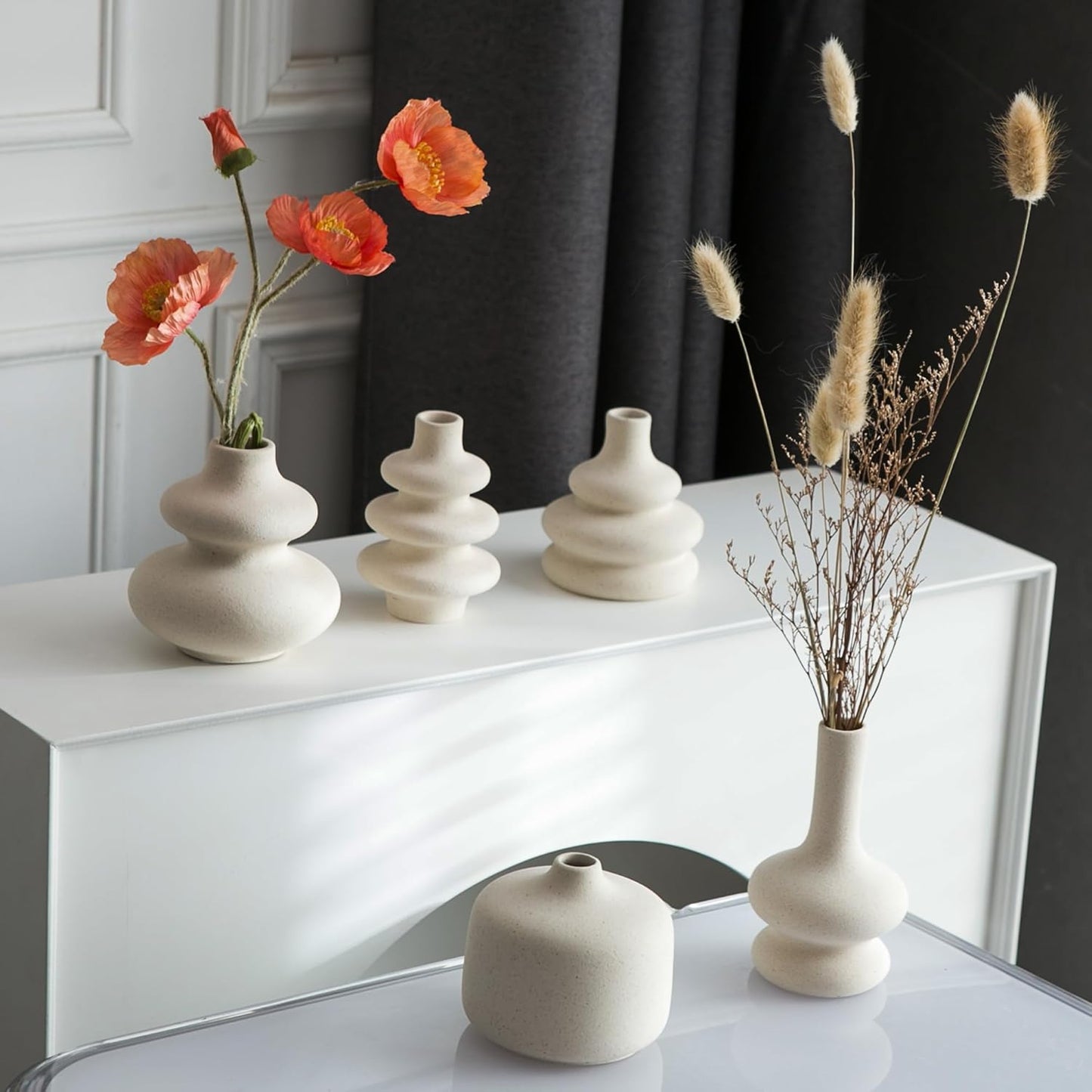 Small Ceramic Vase / White / Set of 5