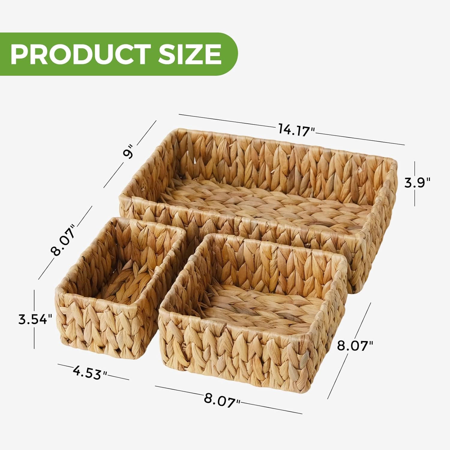 Large and Small Wicker Baskets Set / Natural / Set of 3