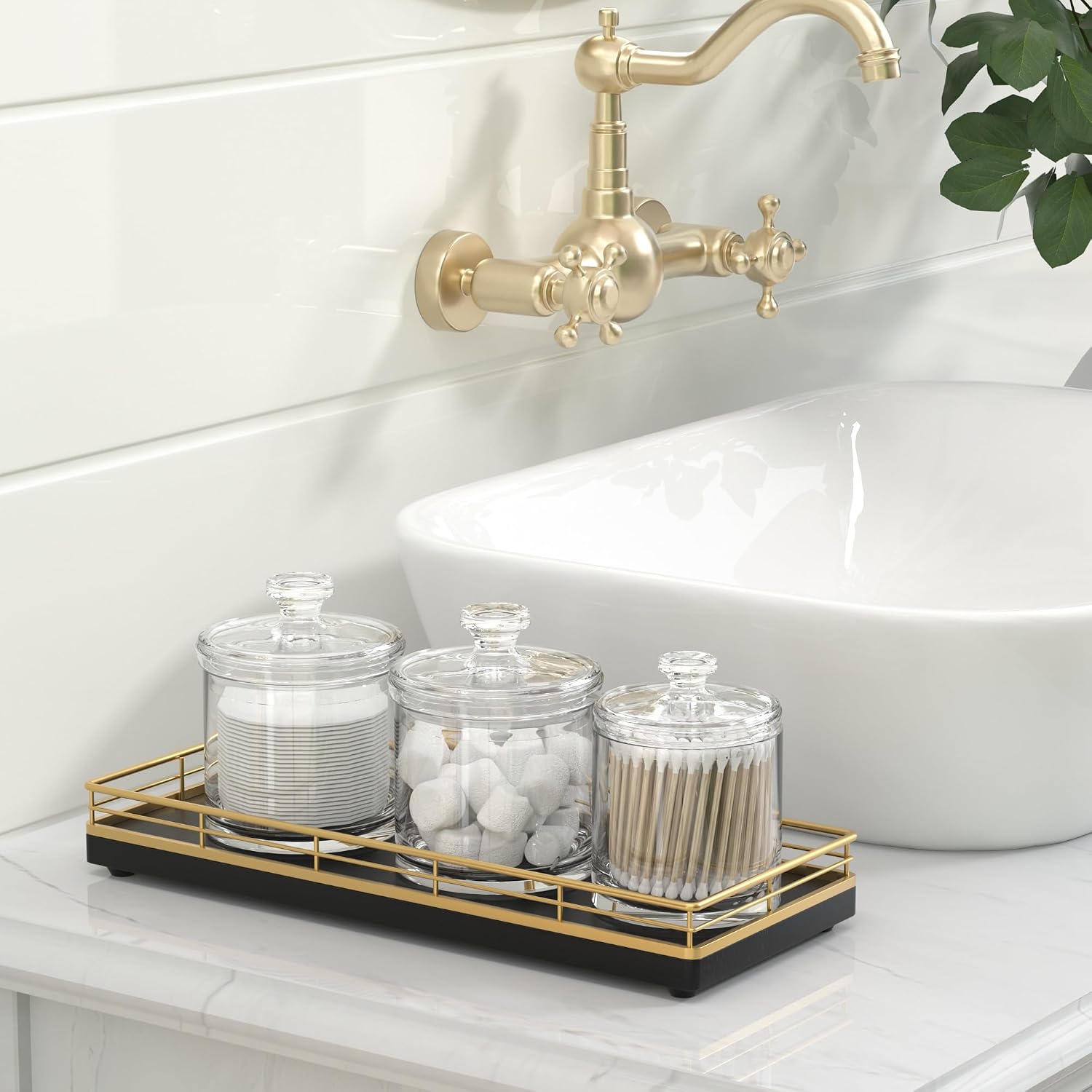 Wooden Decorative Tray / Gold / 11 x 4.3 x 1.5