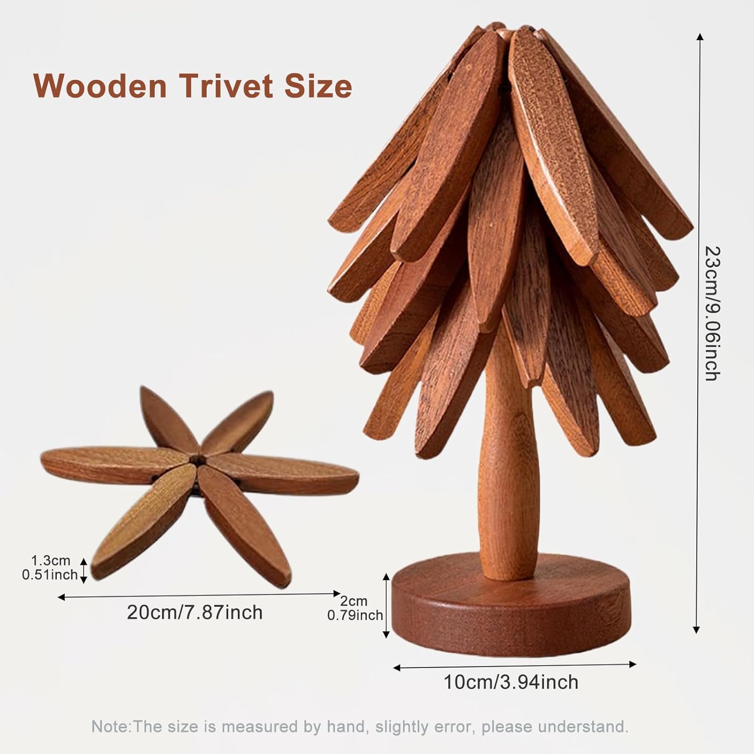 4 Wooden Trivets+1 Stand / Natural