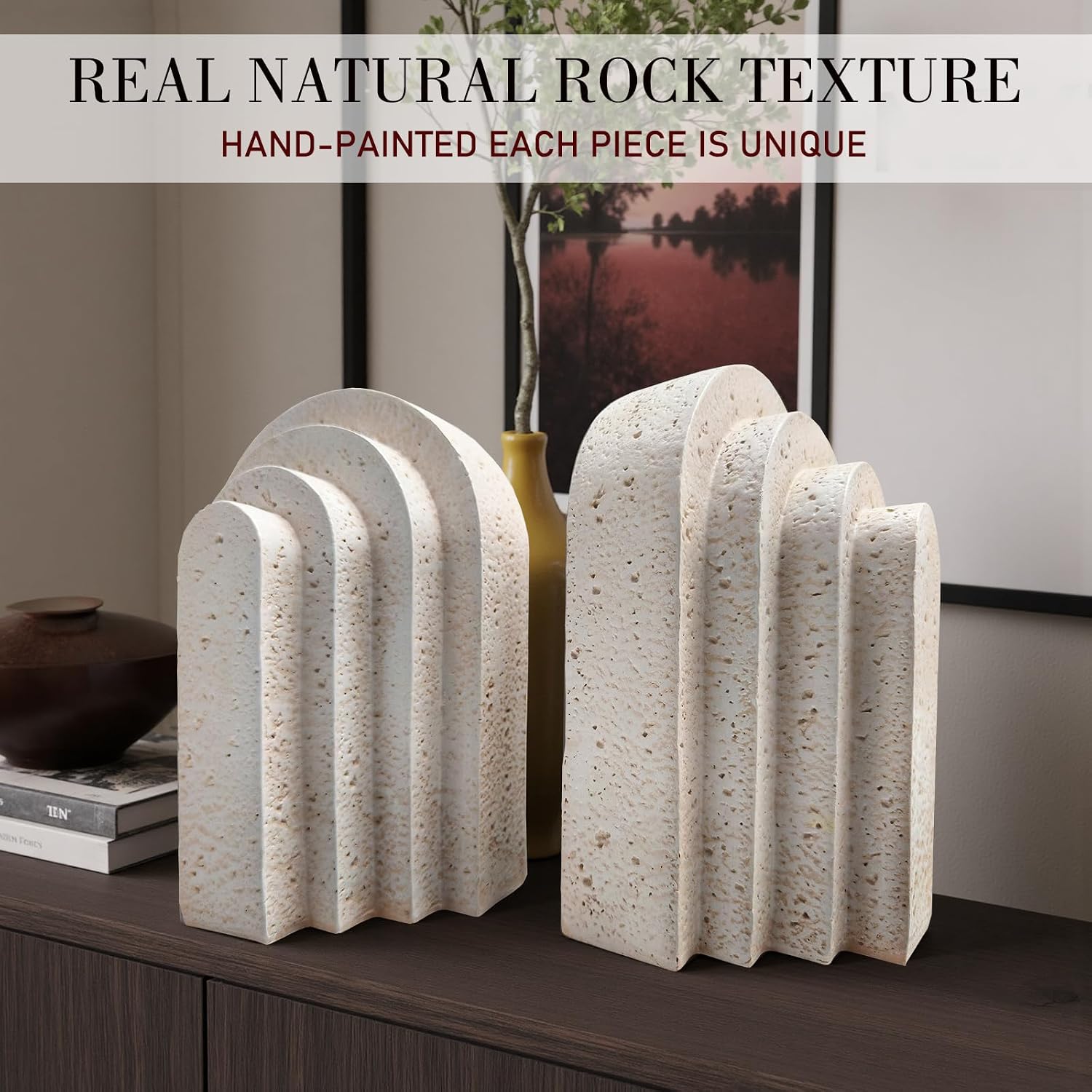 Heavy Duty Arch Resin Decorative Bookends / Set of 2