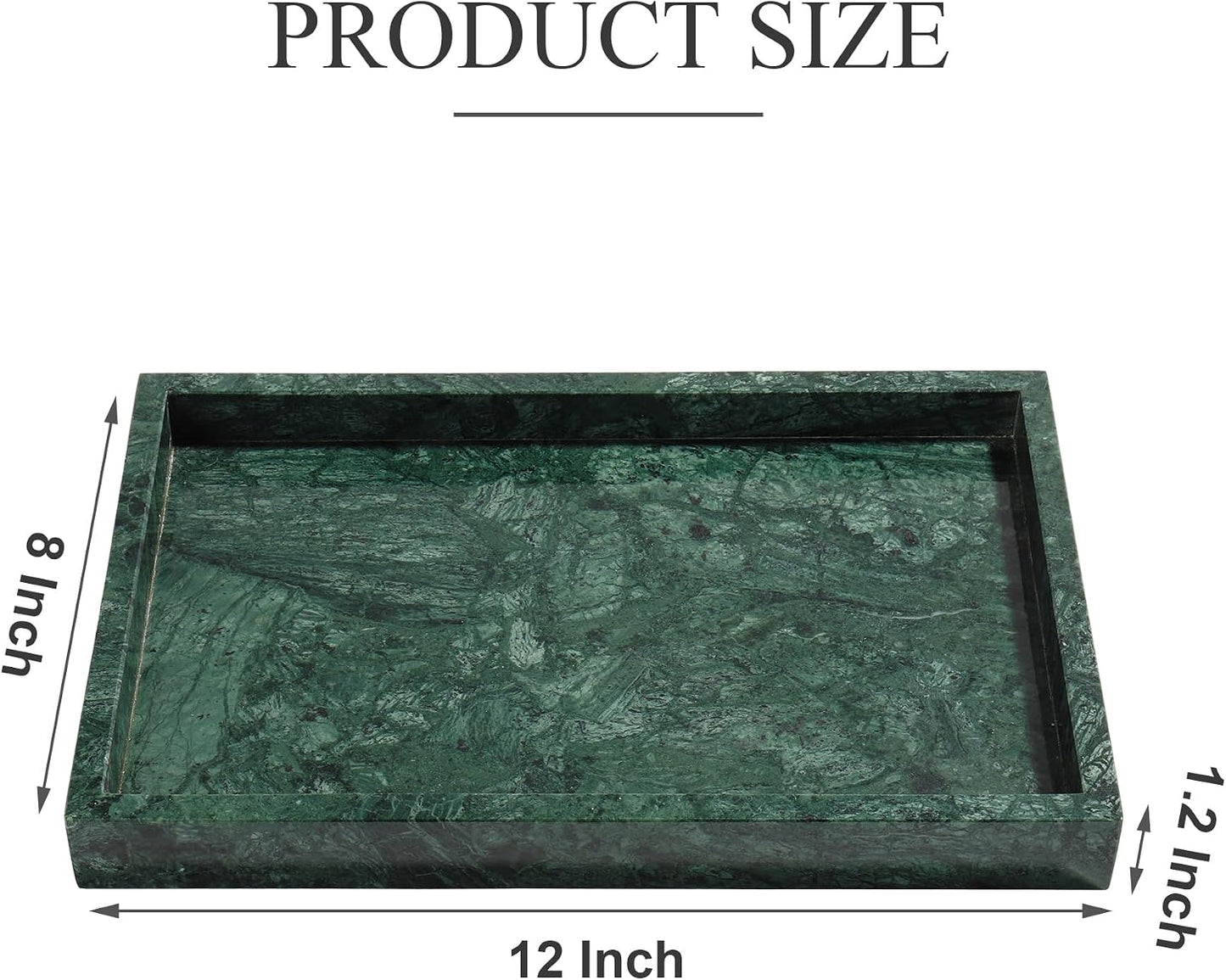 Storage Trays / Real Natural Marble Tray / 12 x 8 x 1.2 / Dark Green