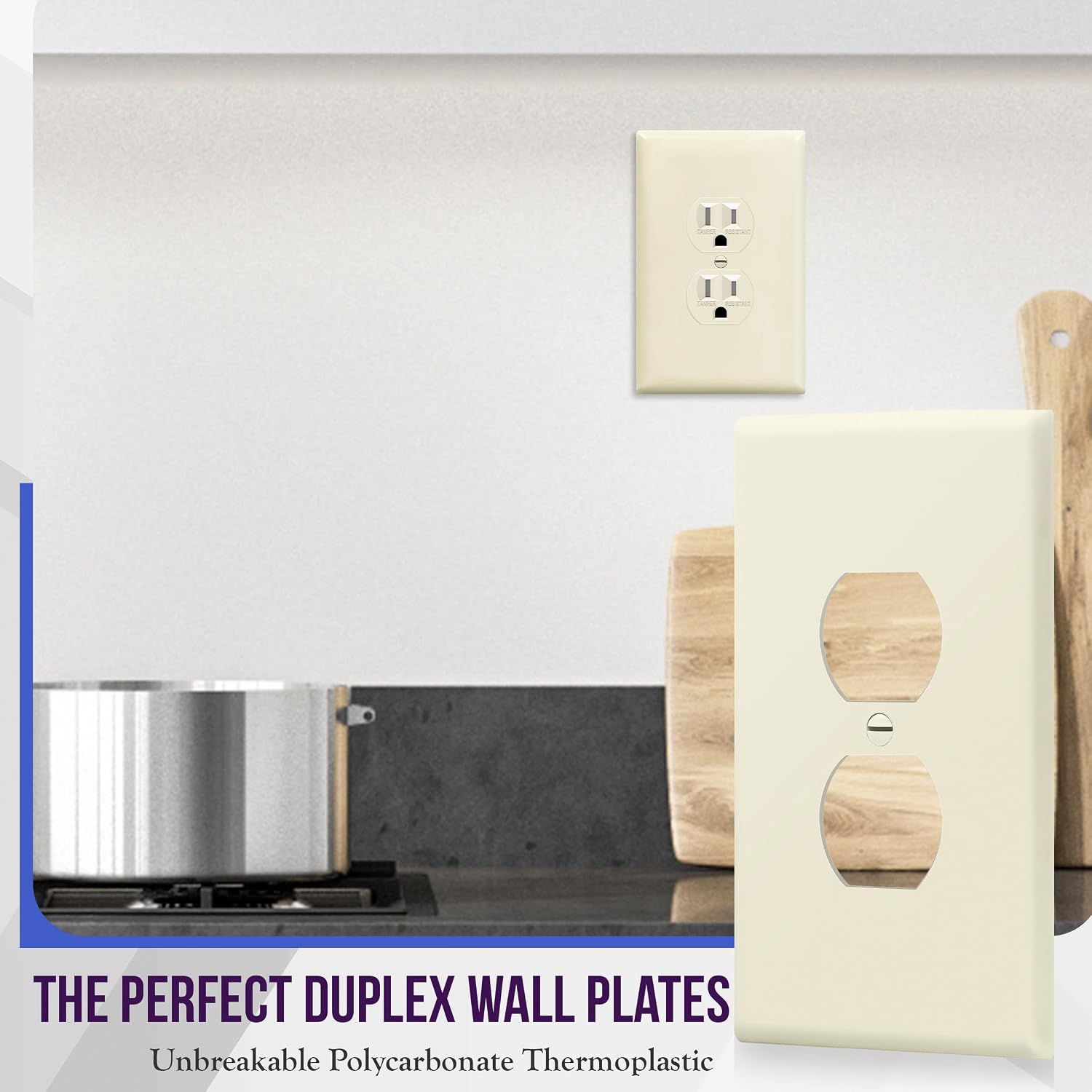 ENERLITES Duplex Receptacle Outlet Wall Plate, Jumbo Electrical Outlet Covers, Gloss Finish, Oversized 1-Gang 5.51" x