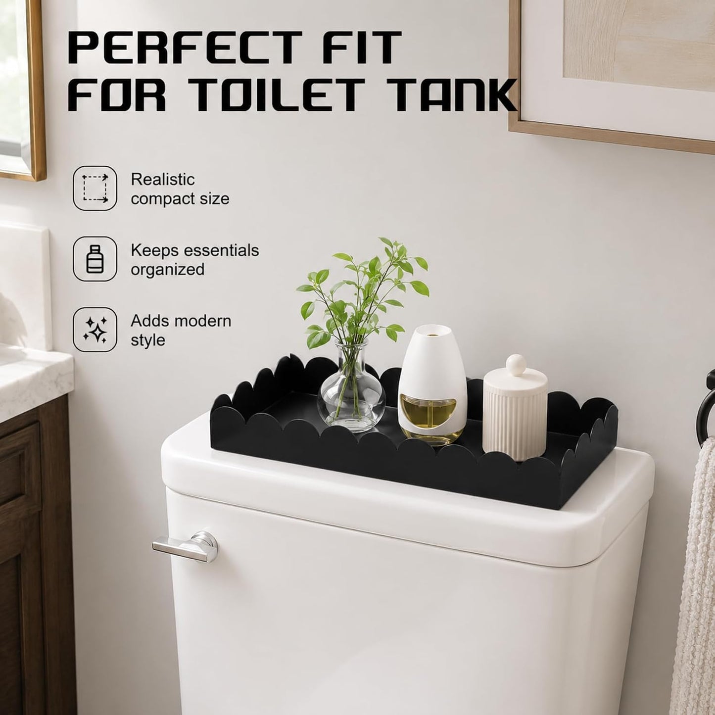 Toilet Tank Tray Metal Toilet Paper Scalloped Basket Organizer