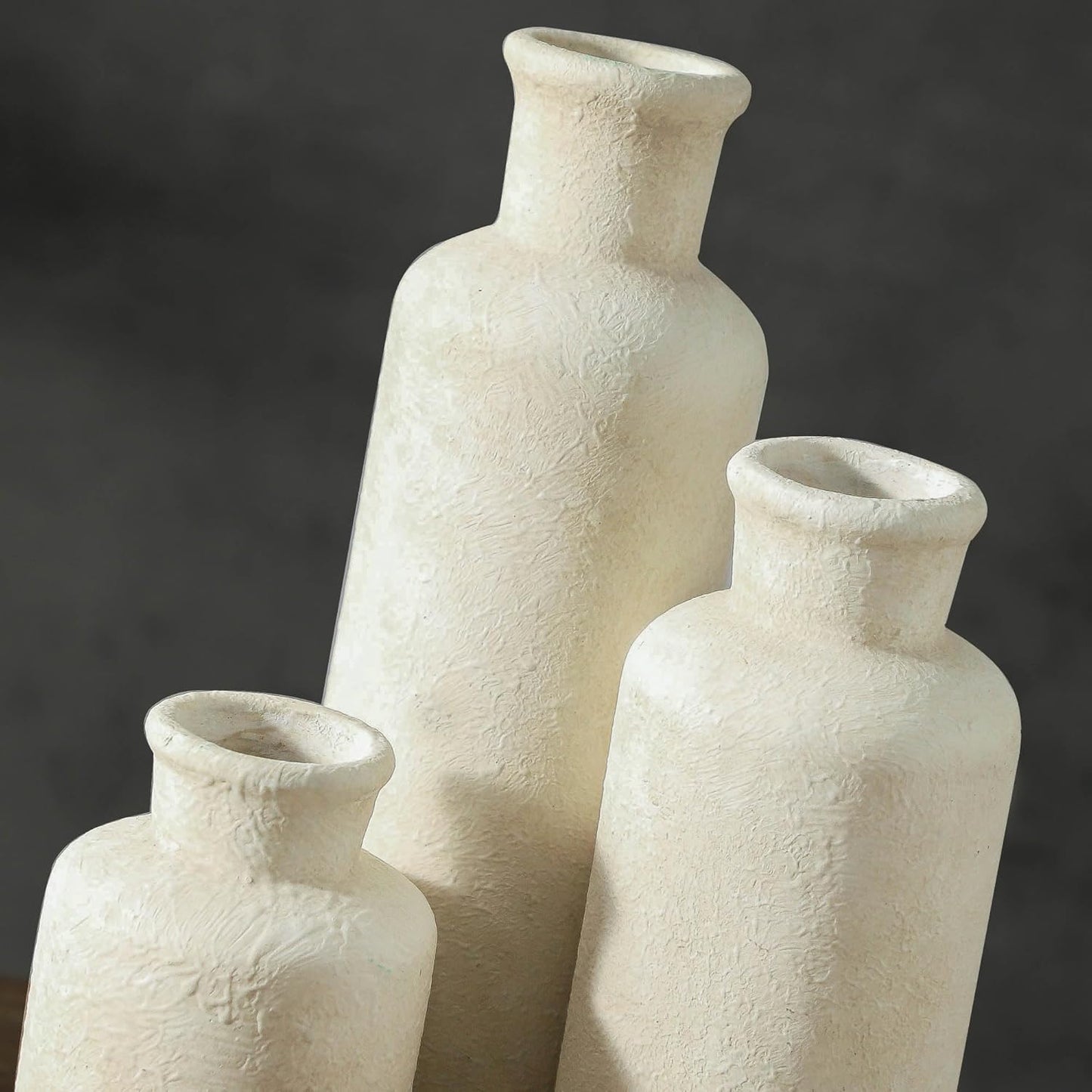 Ceramic Vases / Pottery Rustic Farmhouse Decorative Vases Modern / 007 Rustic - White / Set of 3
