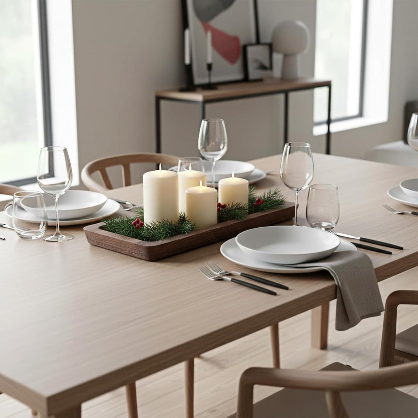 Wood Long Narrow Tray Home Decor