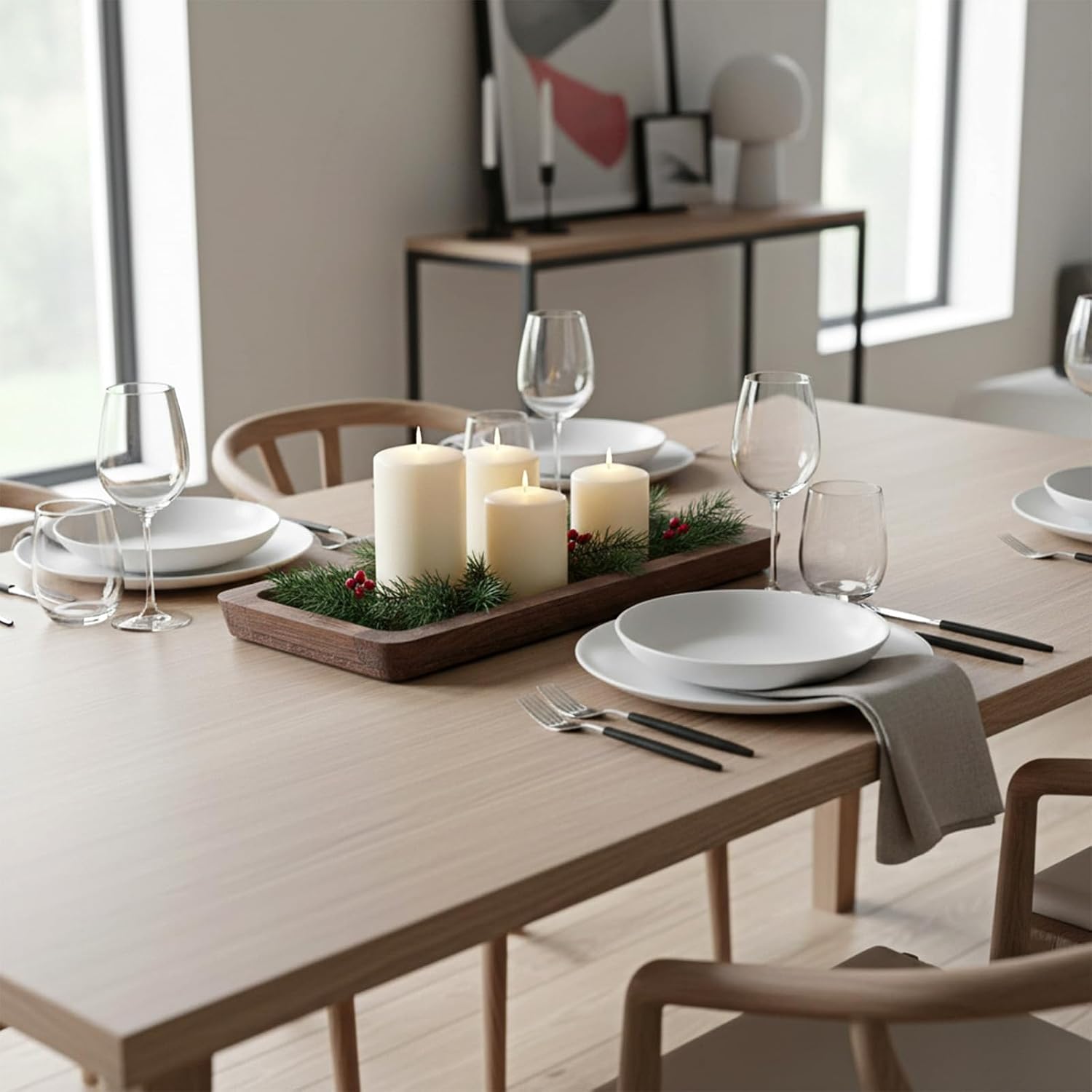 Wood Long Narrow Tray Home Decor