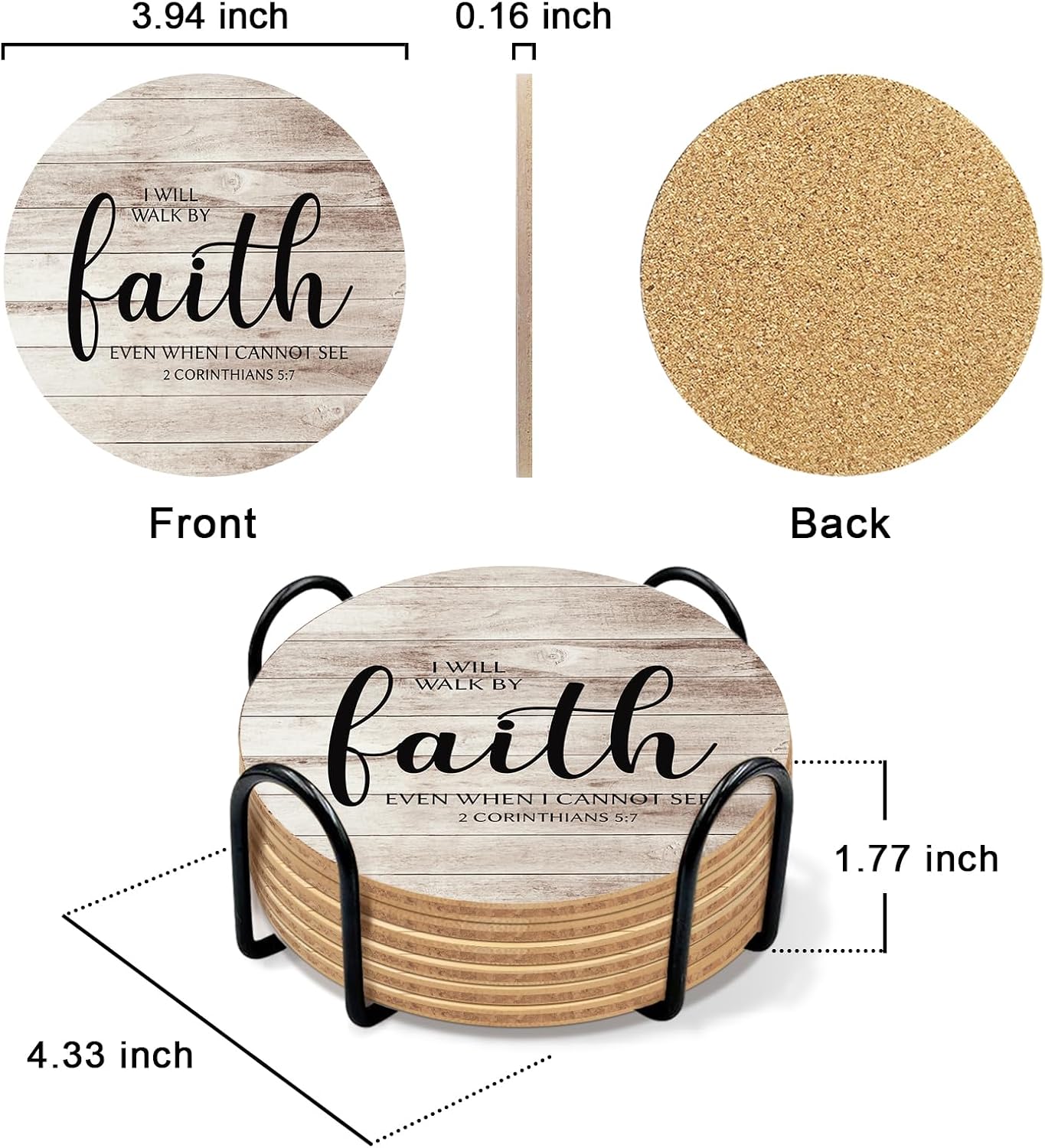 Coaster Holder / Wooden Coasters for Drinks / God / Set of 6