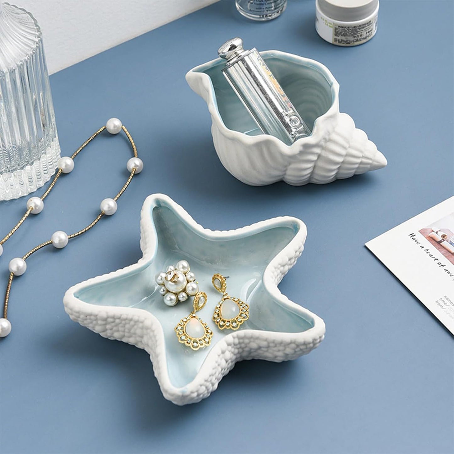 Ceramic Seashell Jewelry Holder Dish / Starfish