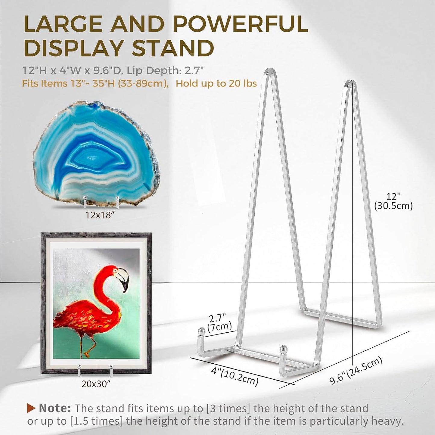 Large Plate Holder Display Stand - 12 inch Super Tall Big Plate Stands for Heavy Duty Display - Metal Picture Frame