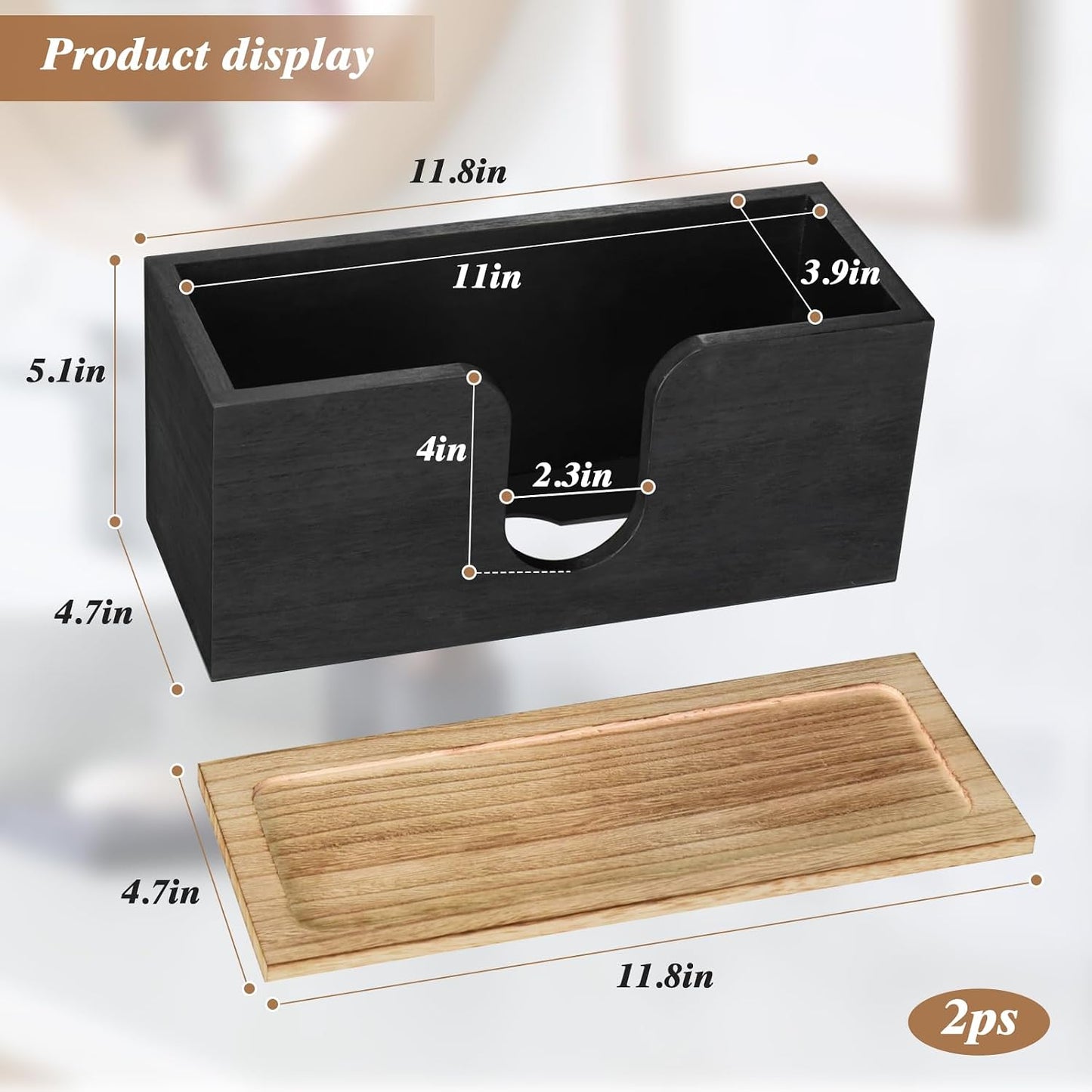 2 Pack Solid Wood Paper Towel Dispenser Wall Mounted, Folded Paper Towel Holder with Lid, Commercial C-Fold, Z-Fold