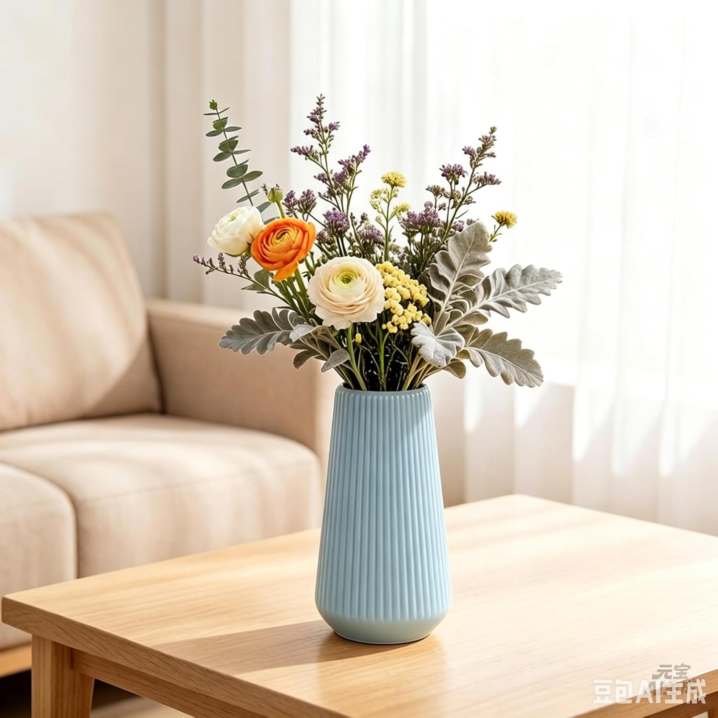 Ceramic Vase for Pampas Grass / Blue