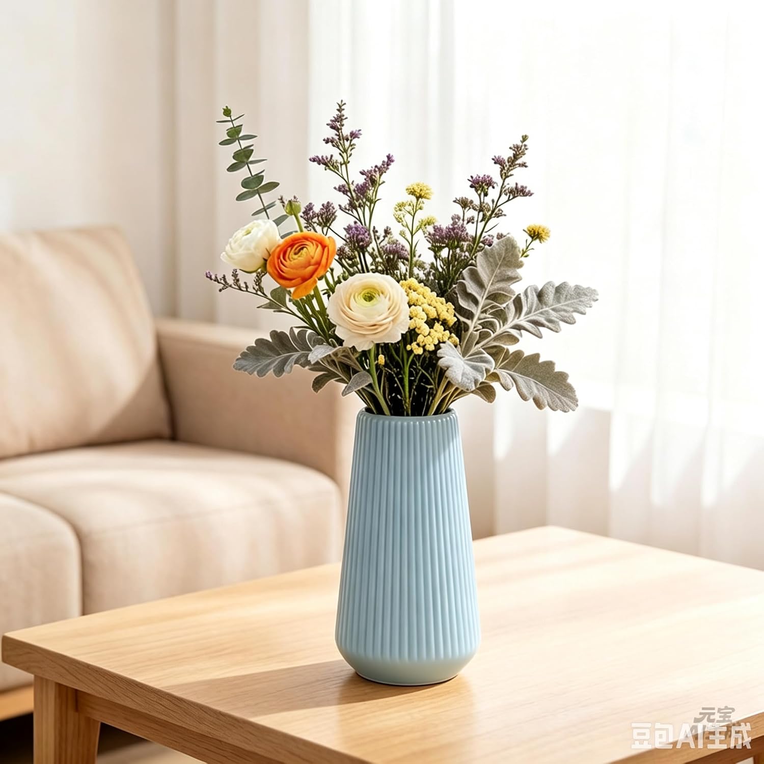 Ceramic Vase for Pampas Grass / Blue