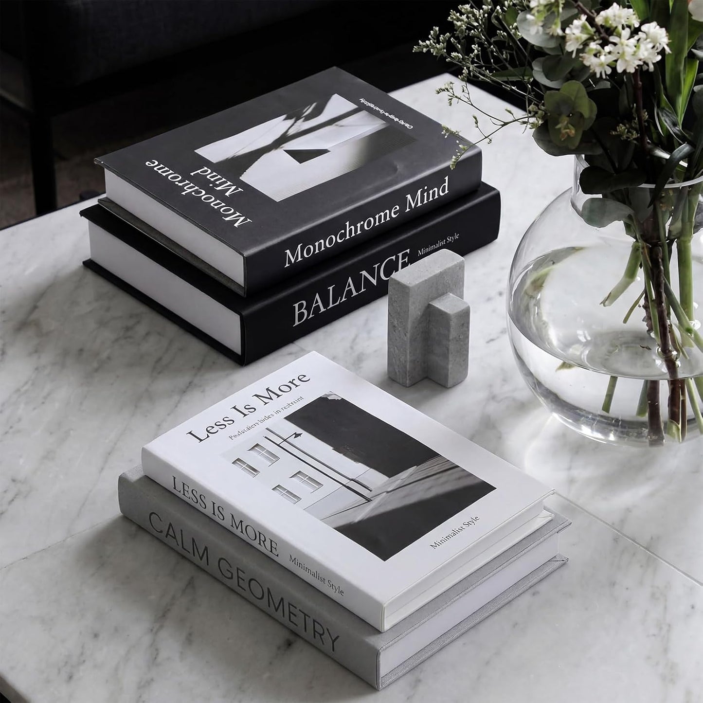 Decorative Books / Neutral / Black Gray White / Set of 8