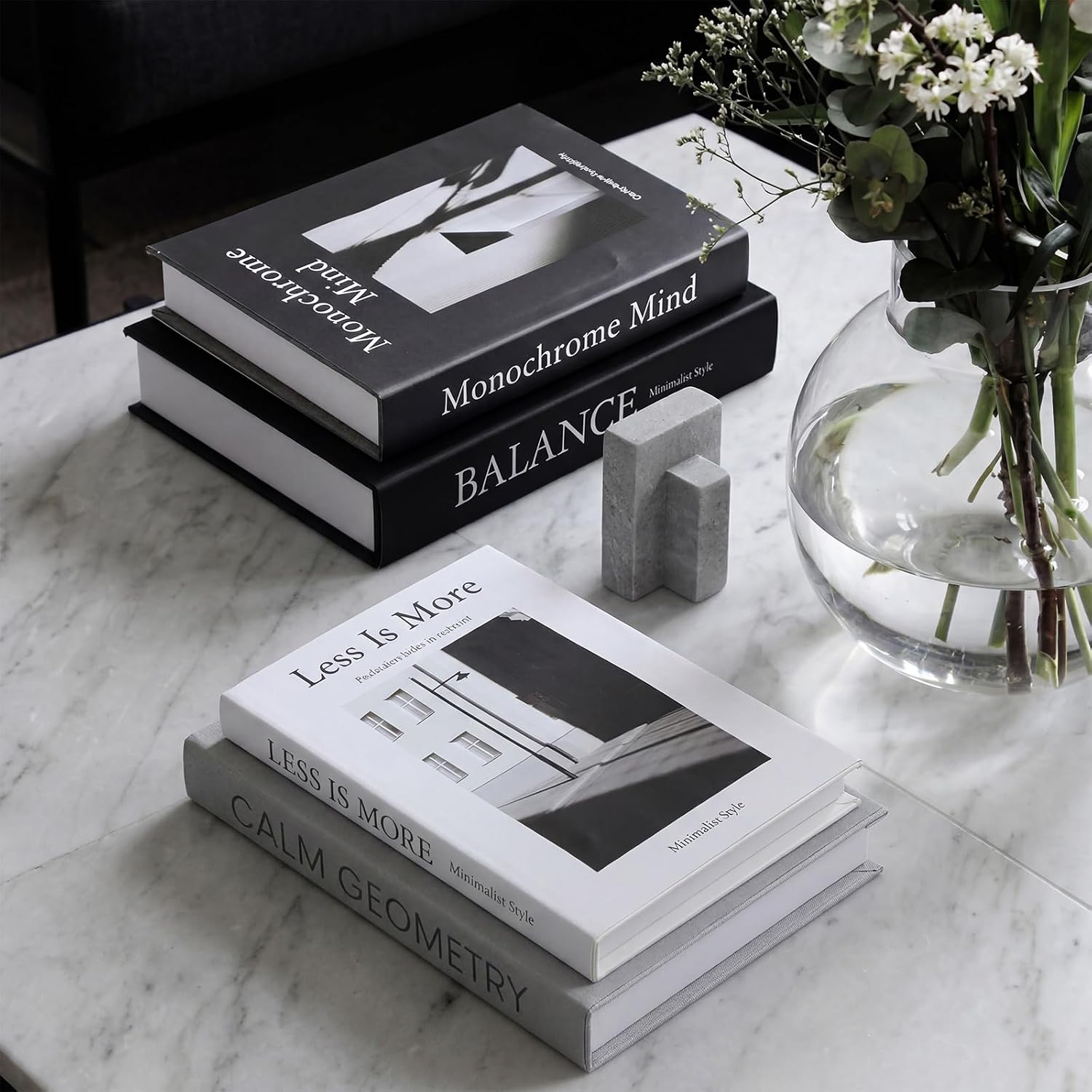 Decorative Books / Neutral / Black Gray White / Set of 8