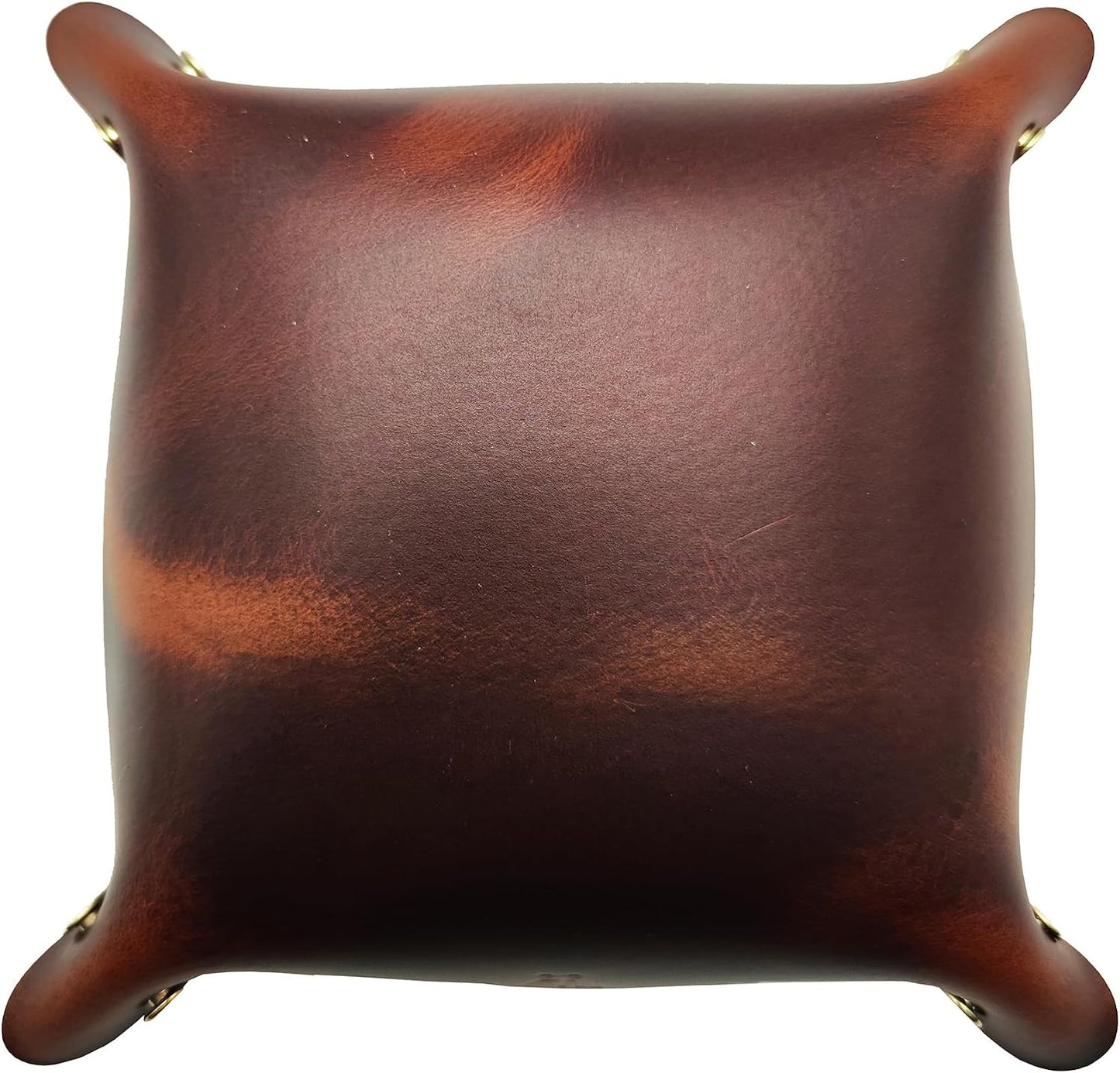 Leather Valet Tray Entryway Catchcall Tray Nightstand Organizer / Antique Brown-oil Wax Leather