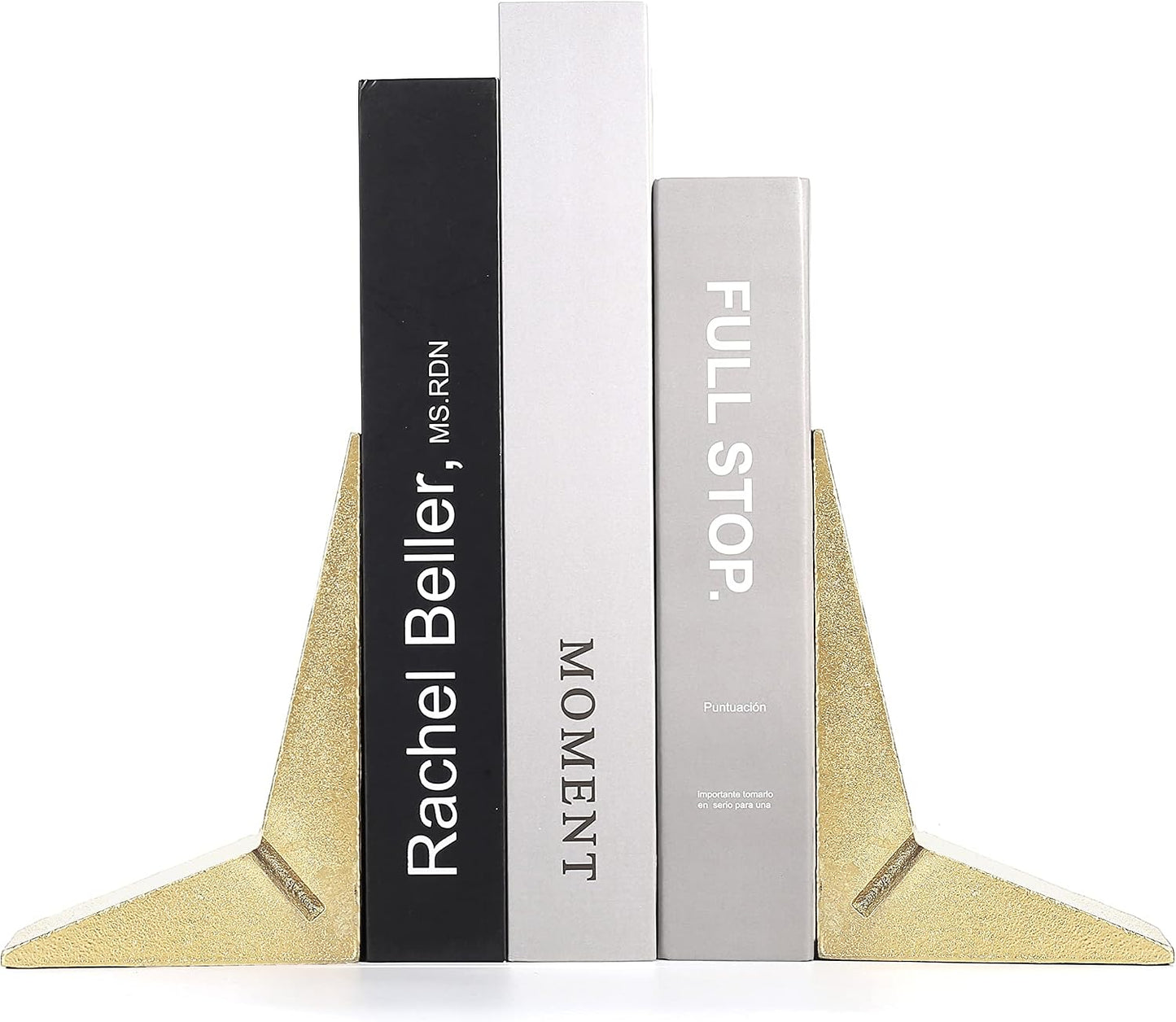 Cast Iron Geometric Decorative Bookends / Gold / Set of 2