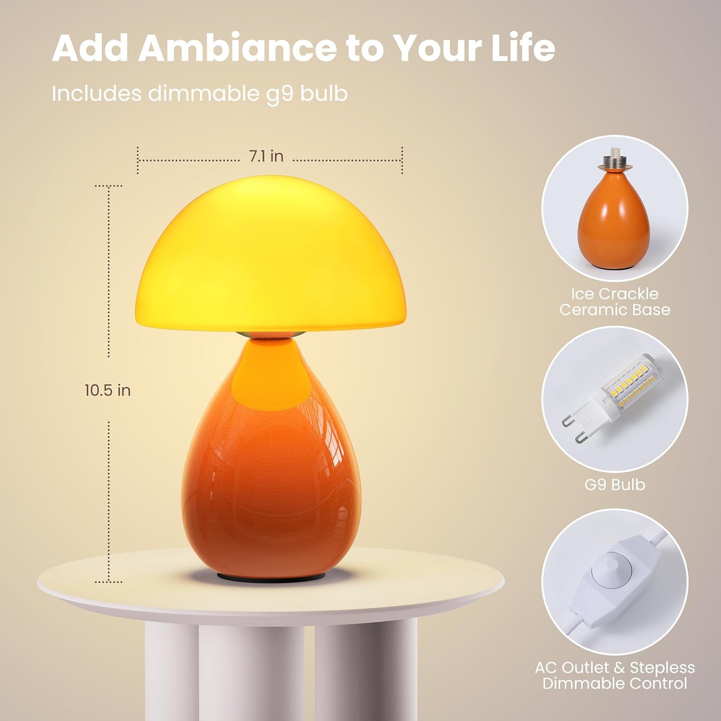Mini Modern Lamp Bedside Nightstand Light Desk Small Light Dimmable / Orange