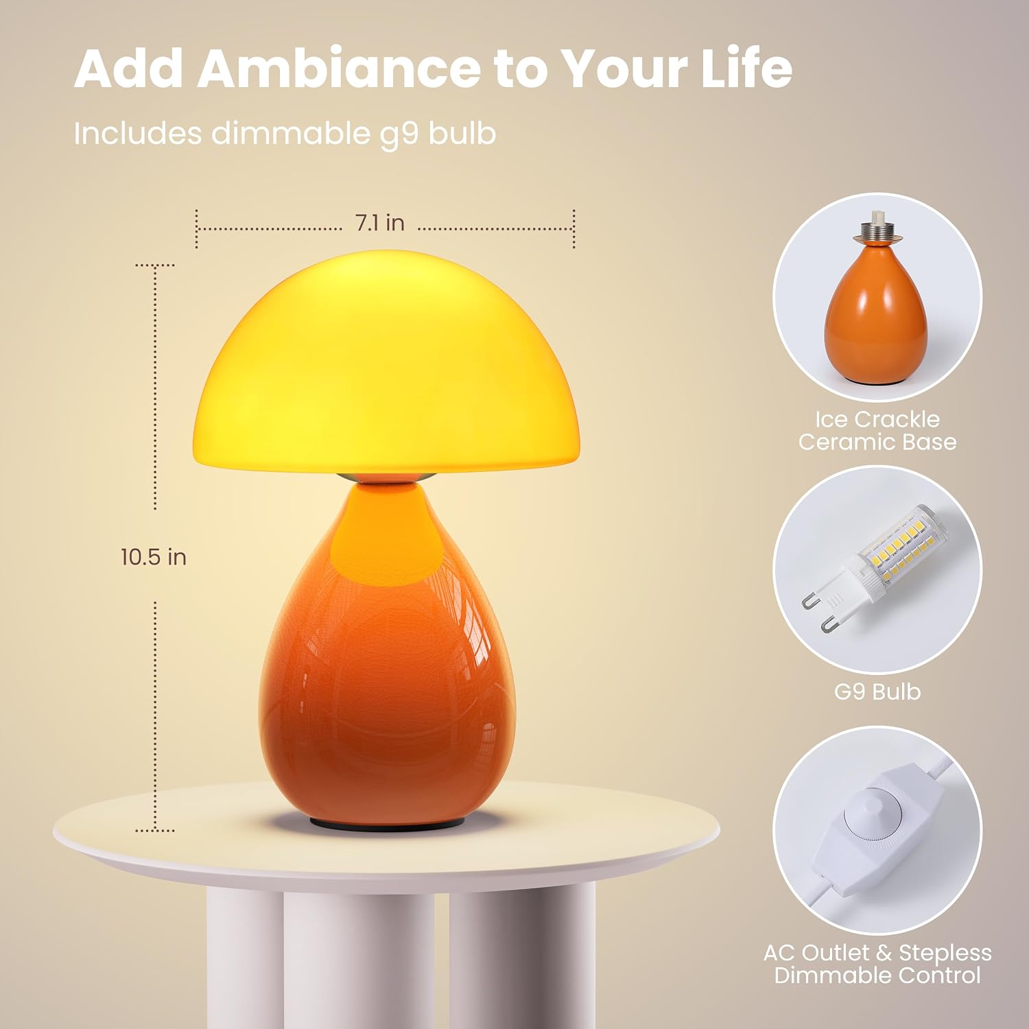 Mini Modern Lamp Bedside Nightstand Light Desk Small Light Dimmable / Orange