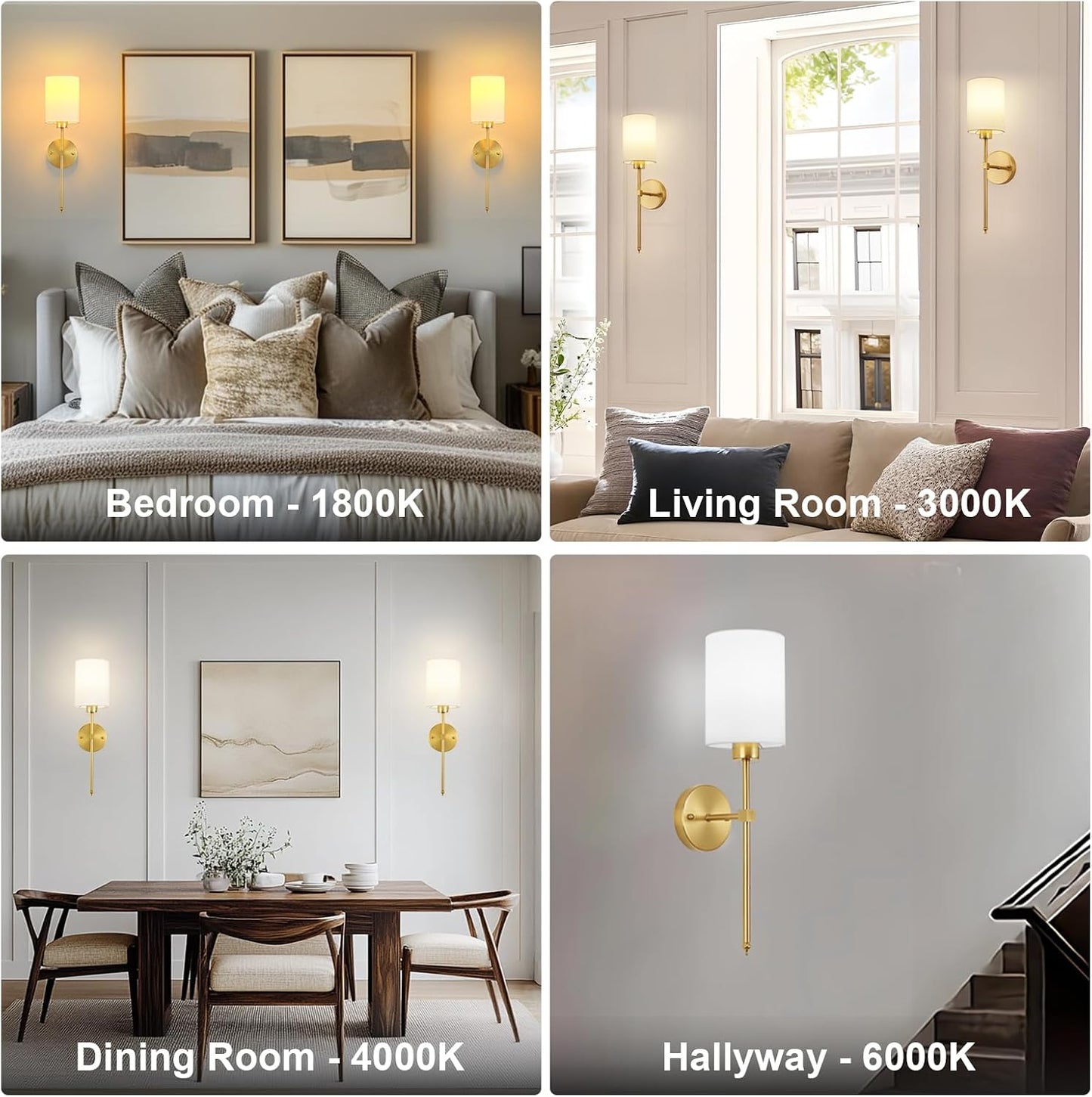 KARTOOSH Battery Operated Wall Sconce Set of Two, Dimmable 4CCT, RGB, Timer | Rechargeable Wireless Wall Decor Light