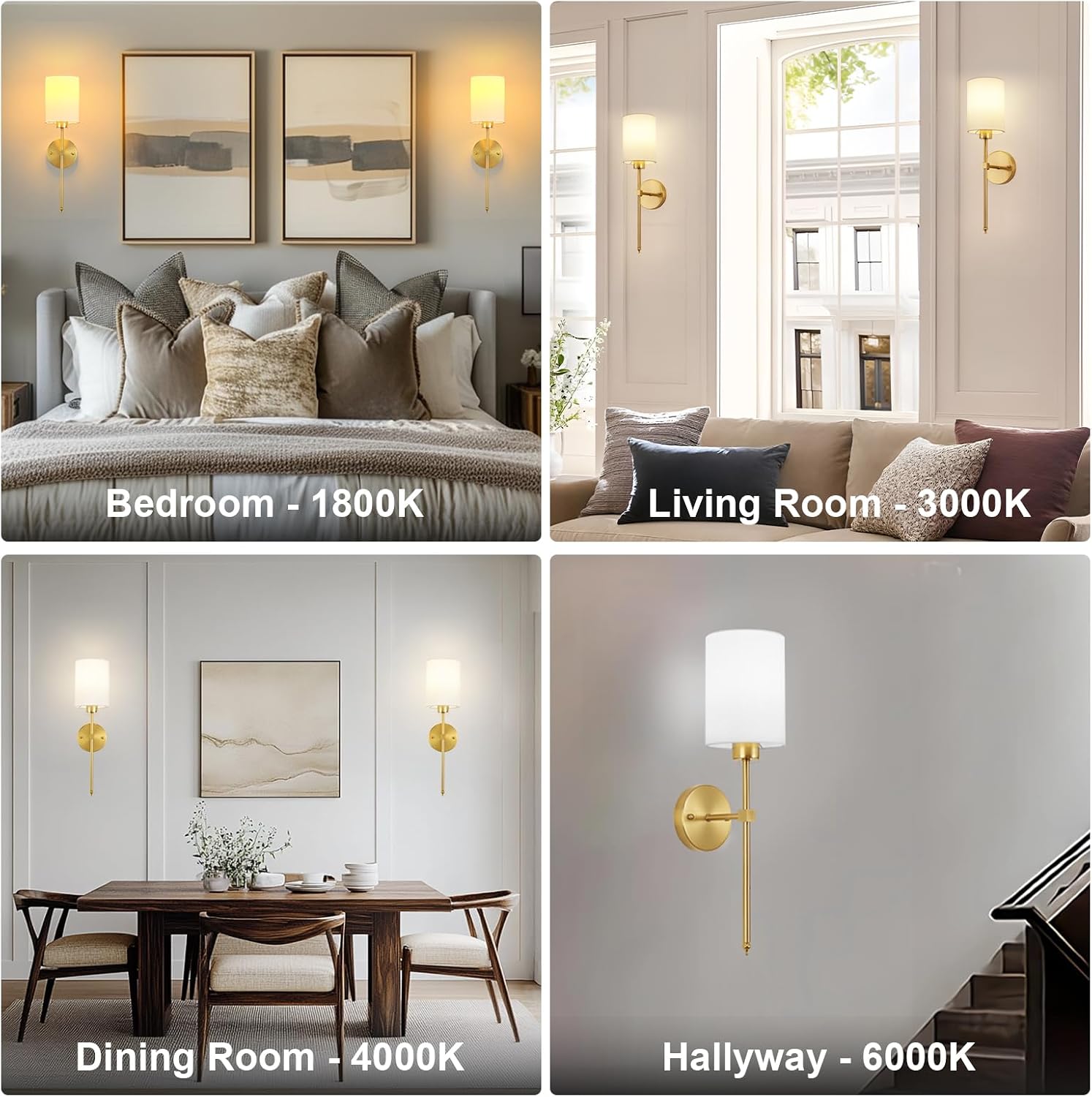 KARTOOSH Battery Operated Wall Sconce Set of Two, Dimmable 4CCT, RGB, Timer | Rechargeable Wireless Wall Decor Light