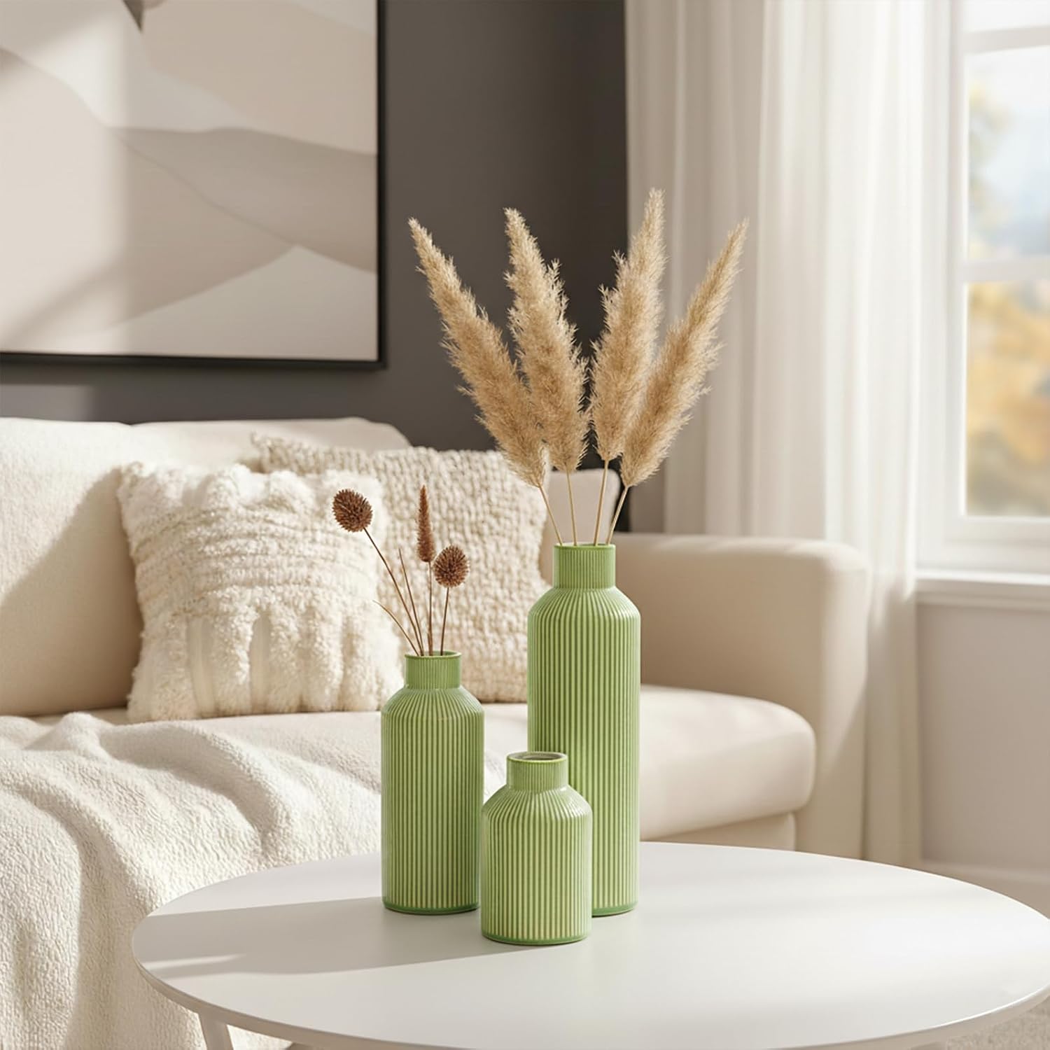 Ceramic Flower Vase / Mint Green / Set of 3