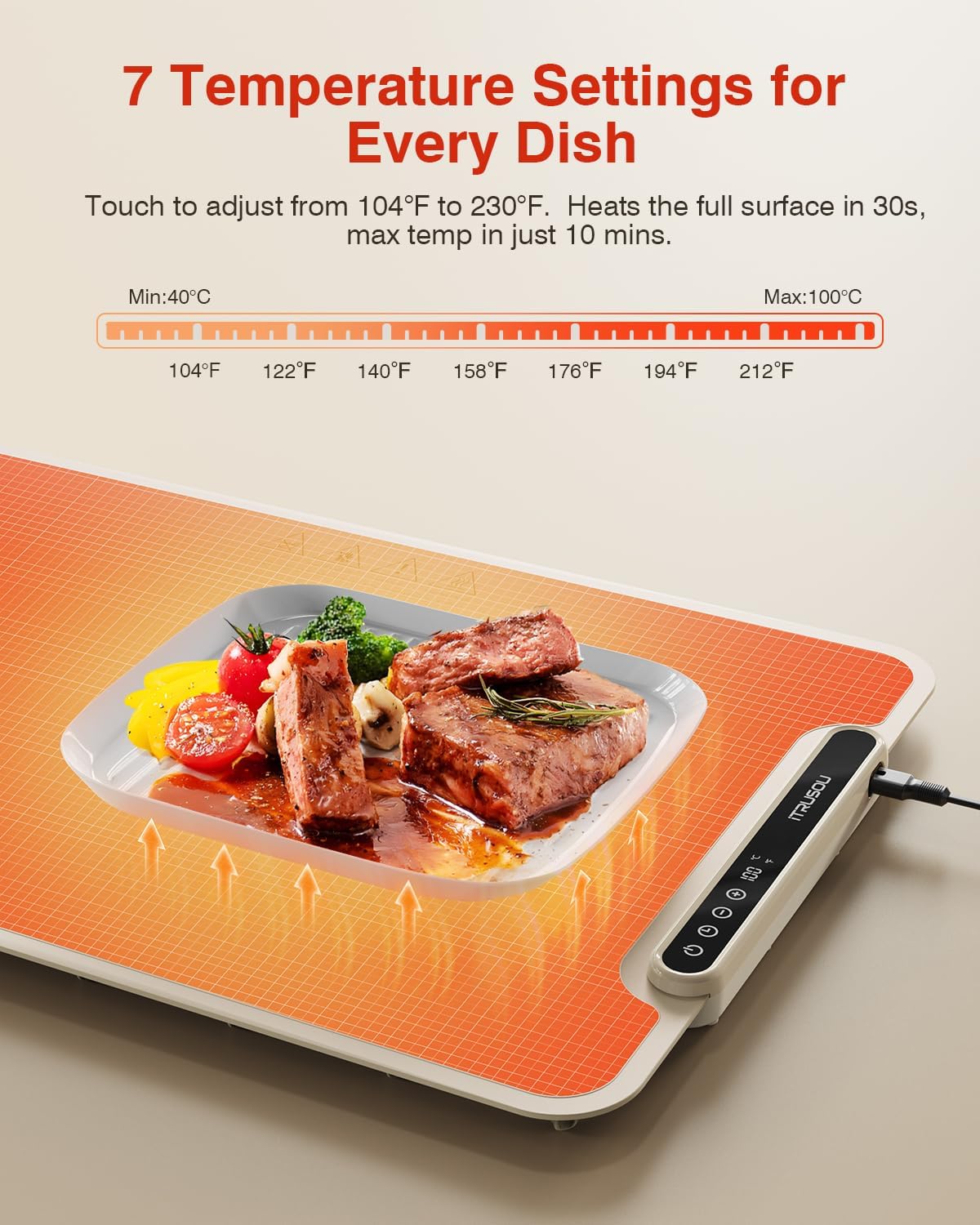 Electric Warming Tray 99H Continuous Heat / 25 x 16 / 120V / Beige