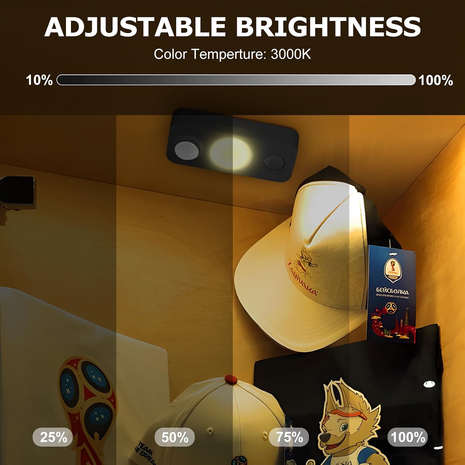 NIEGNOWOO LED Motion Sensor Puck Lights, Rechargeable Cabinet Lights, Stick on Wireless LED Night Light for Closet