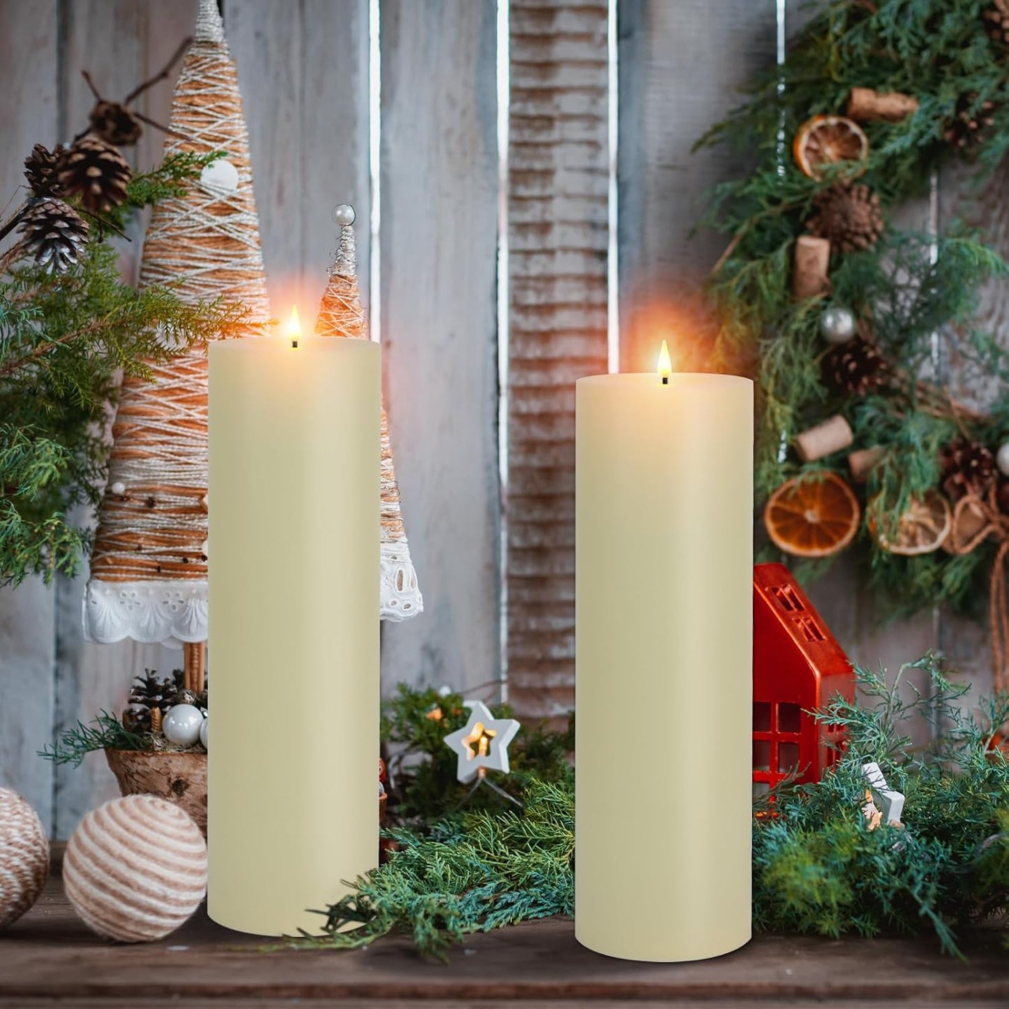 14" x 4" Large Outdoor Candles with Timer Waterproof, Remote Control Flickering Flameless Candles Battery Operated