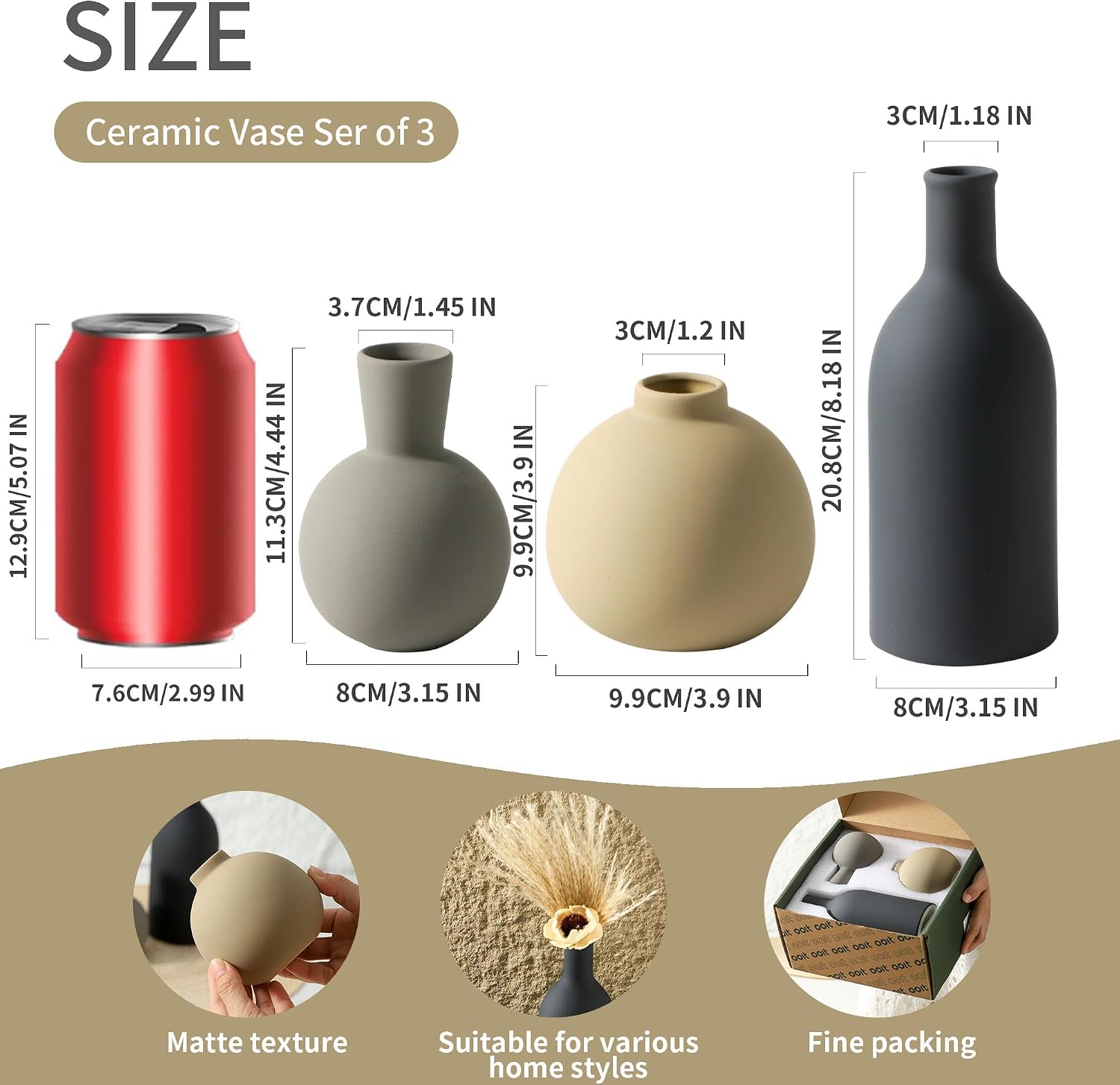 Ceramic Vase / 001-multicolor-3k / Set of 3