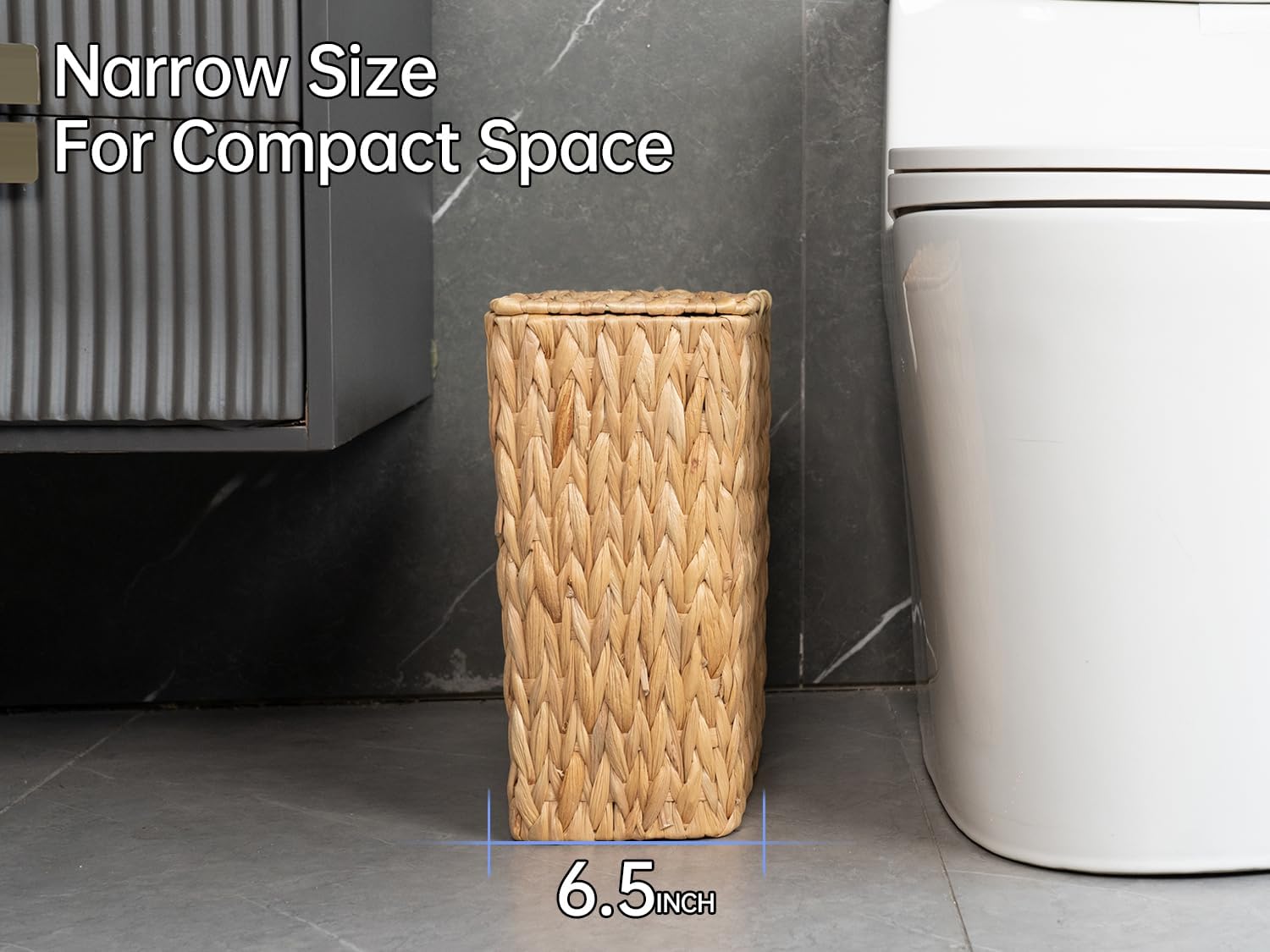 Wicker Waste Basket / Water Hyacinth / Natural