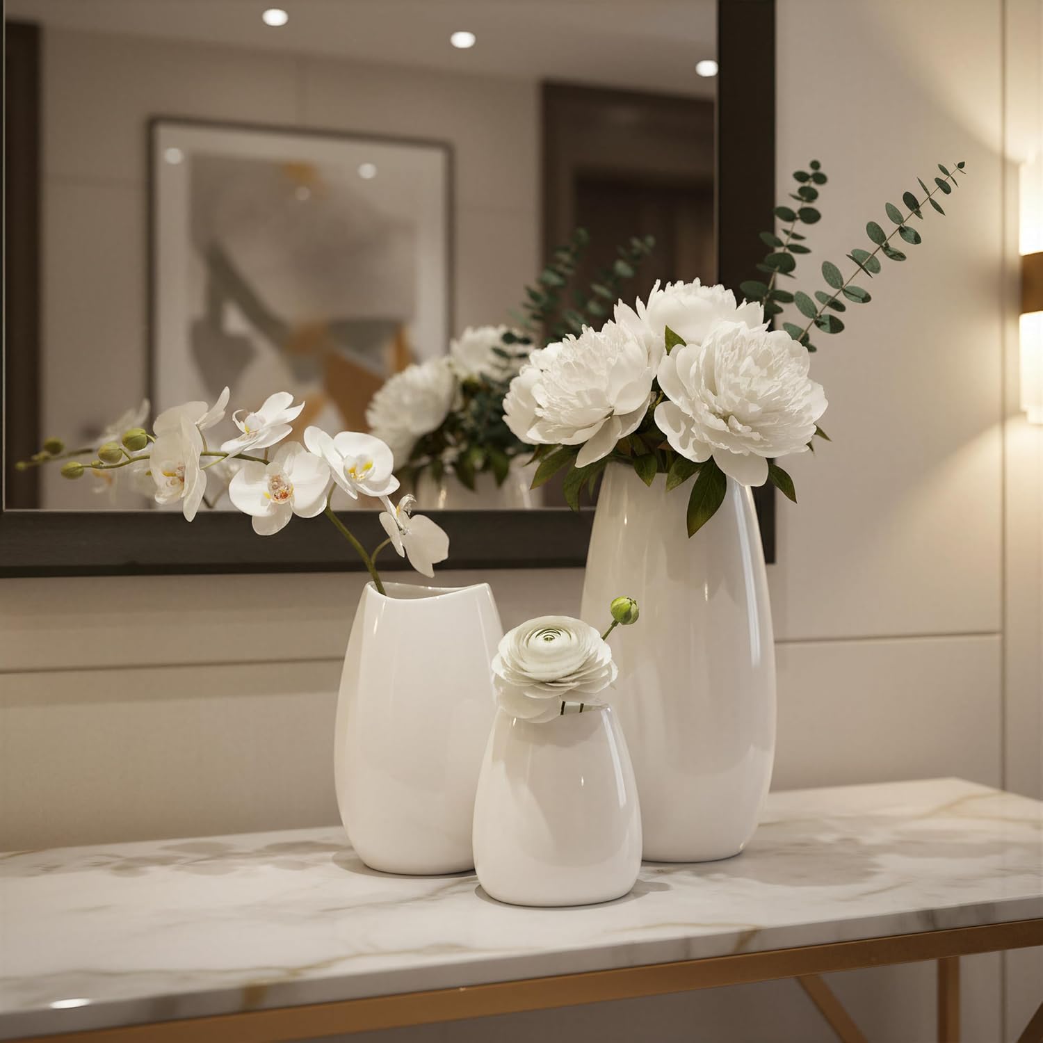 Ceramic Vase Flower Vase / White / Set of 3