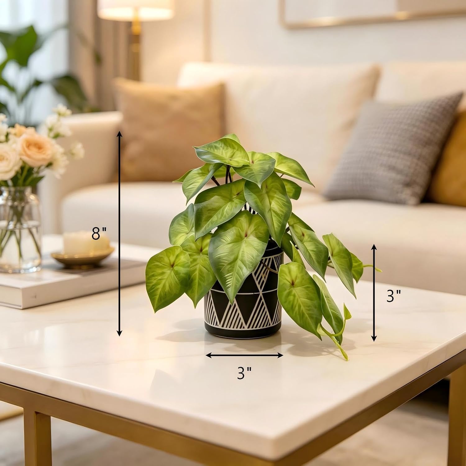 Faux Plant Decor Potted Artificial Small Greenery Ivy Leaves Plants / Ivy Leaf / Black