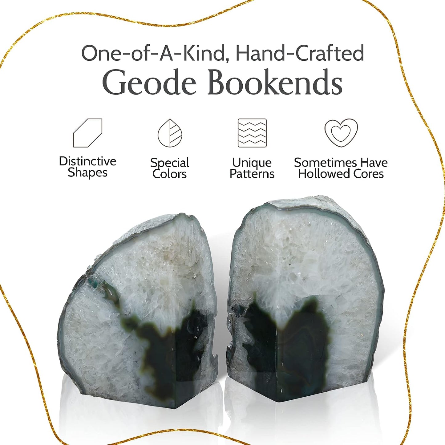 Agate Bookends / A Quality Geode / Green / A Grade 6 - 8 Lbs