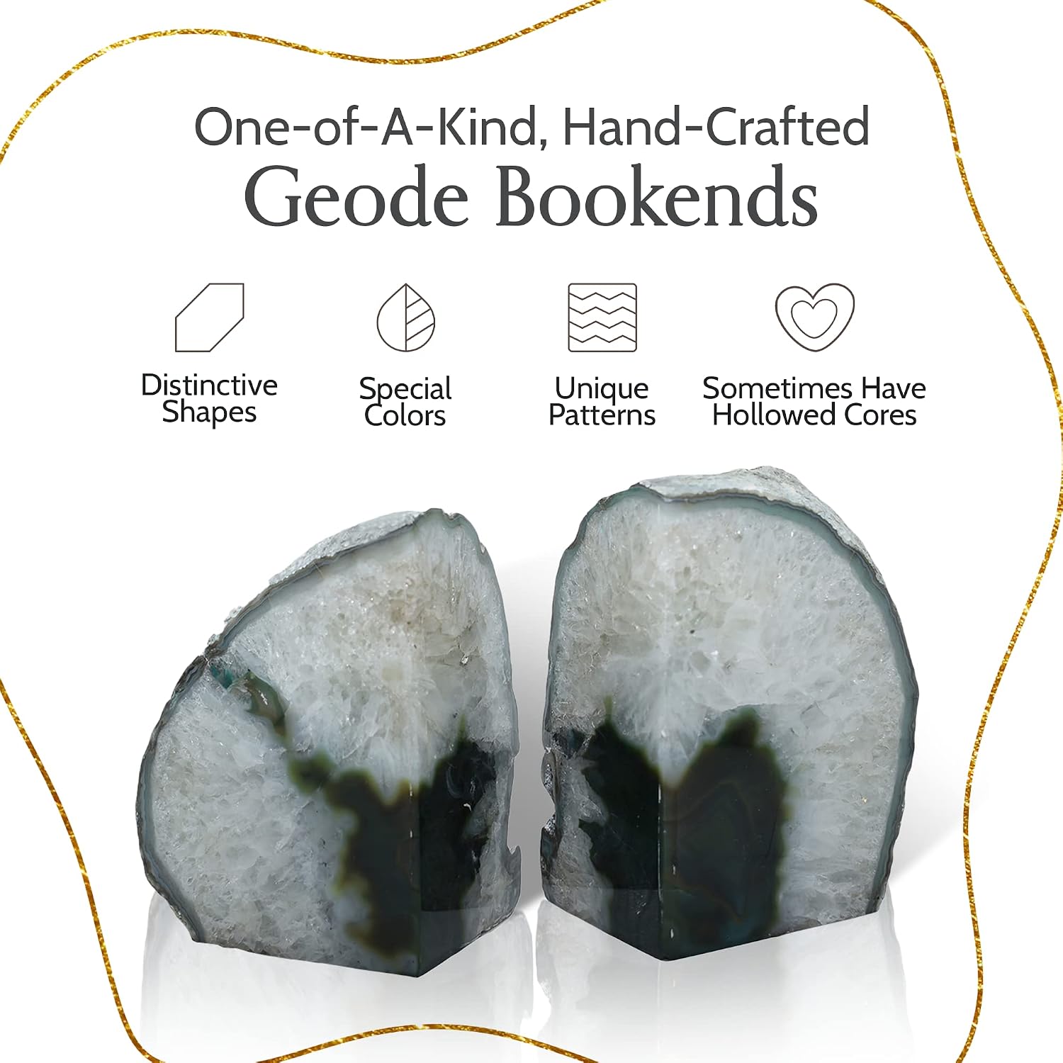 Agate Bookends / A Quality Geode / Green / A Grade 6 - 8 Lbs